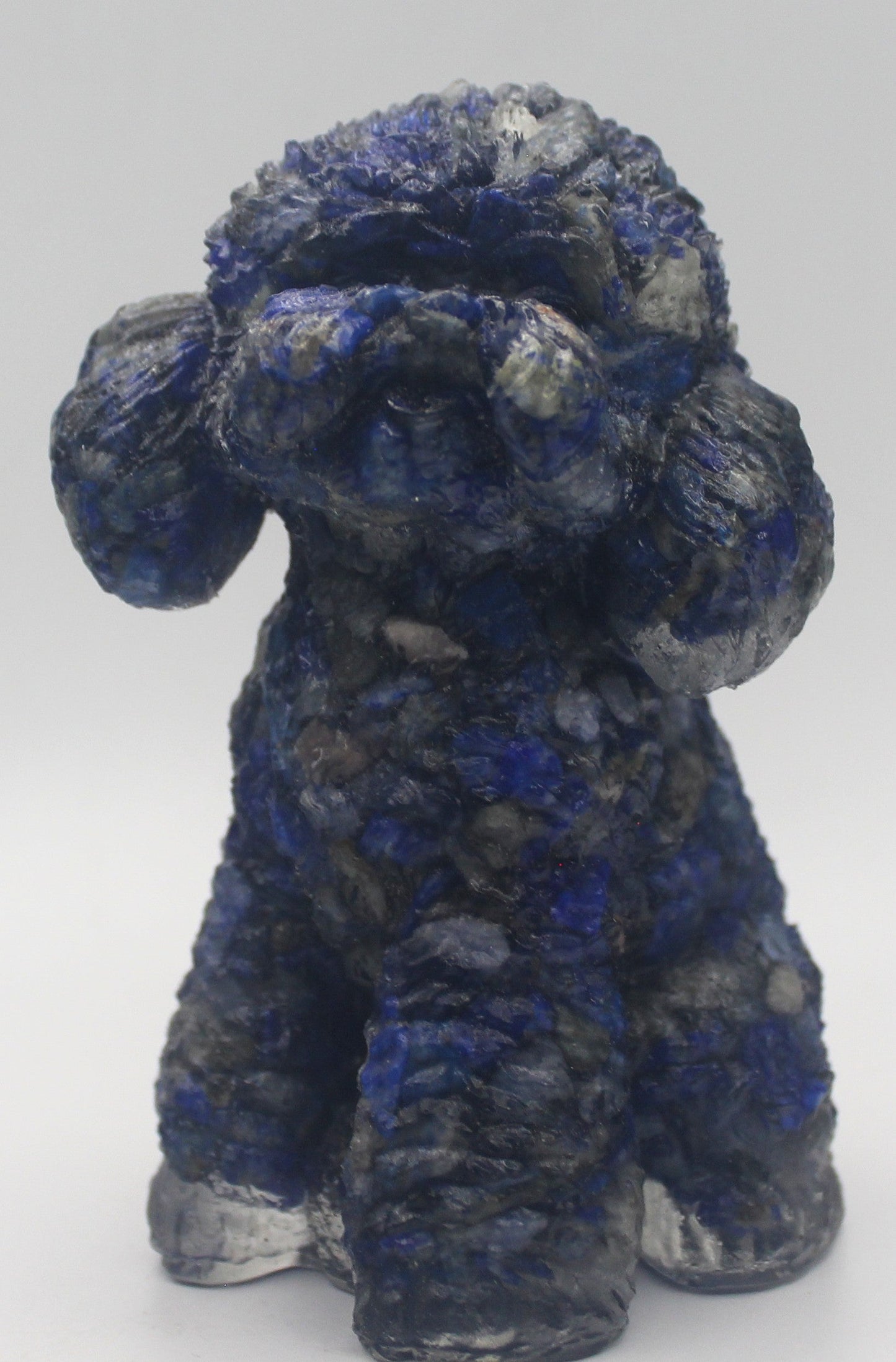 Resin Crystal Chip Poodle Figurine – Turquoise or Lapis Lazuli