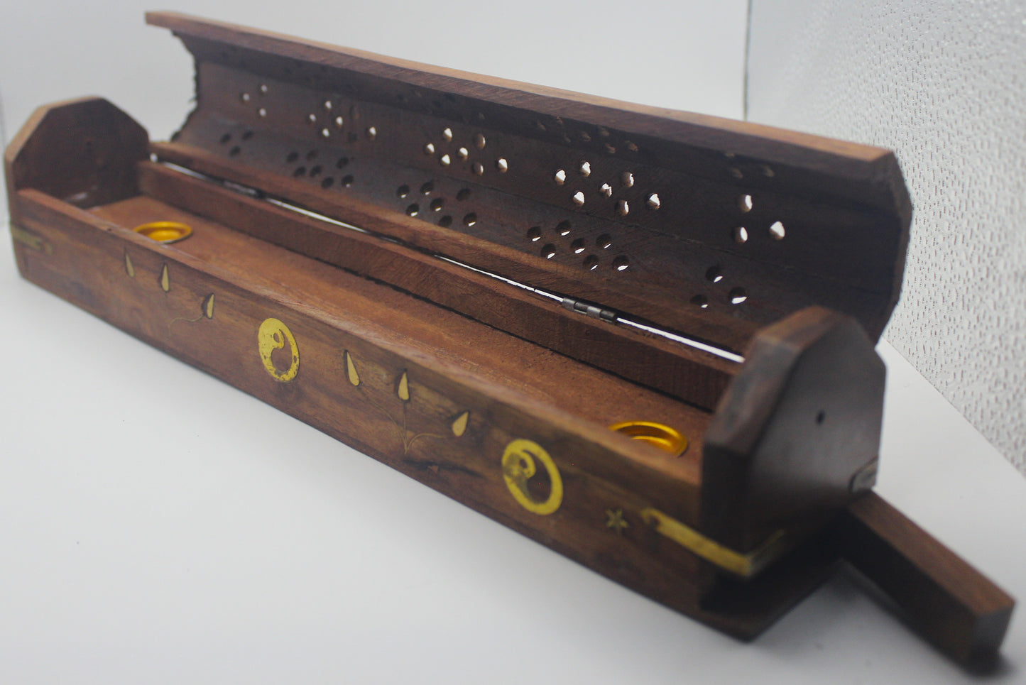Coffin Incense Burner with Hidden Compartment