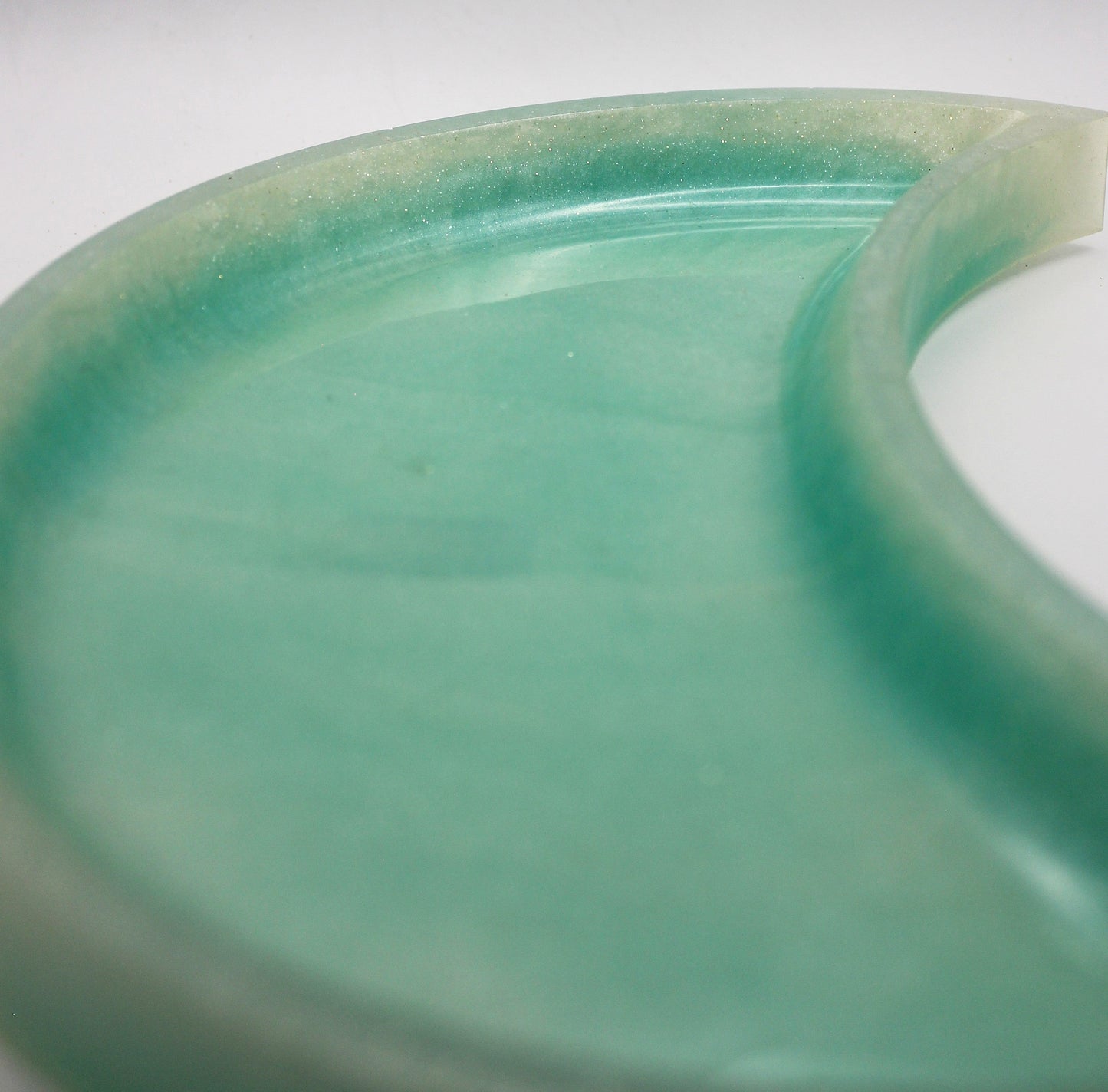 Resin Teal White Moon Trinket Tray