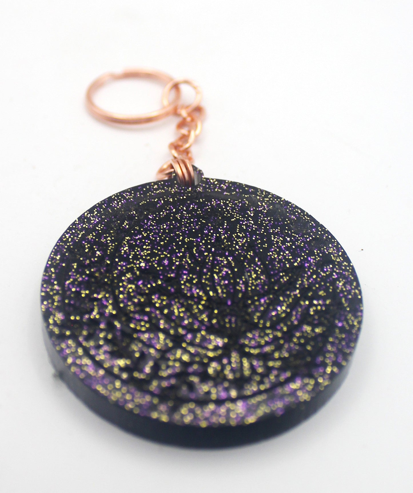 Resin Moon and Crystals Keychain