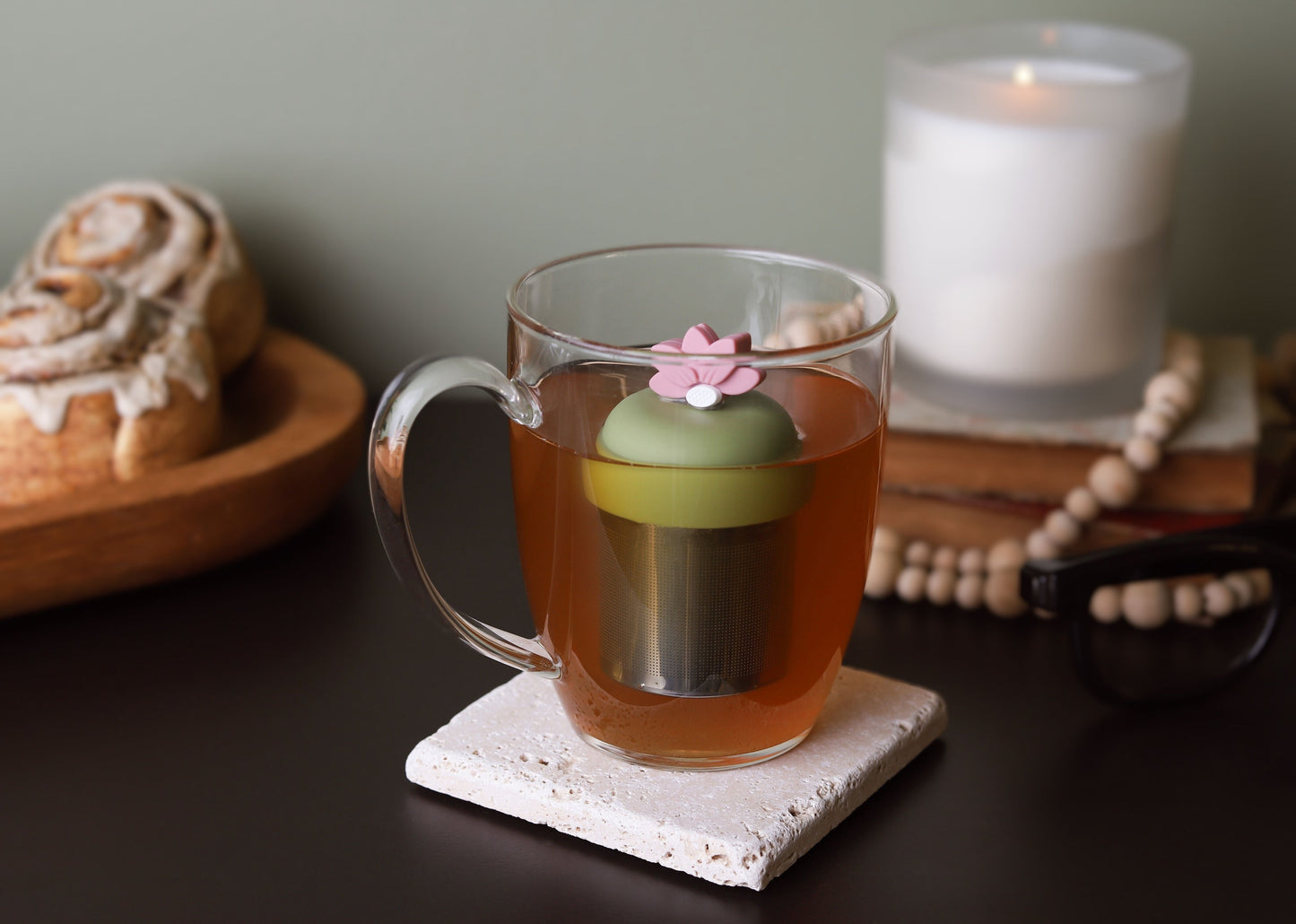 Floating Warm Pink Lotus Tea Infuser - Cute Tea Infuser for Loose Leaf Tea