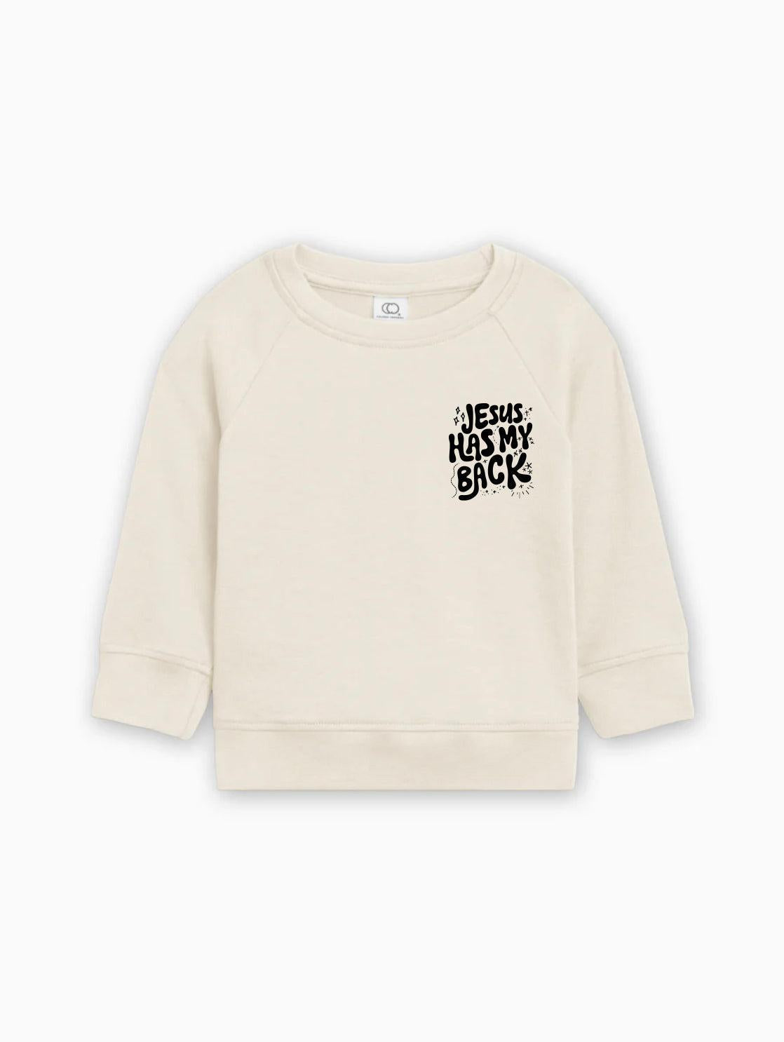 Jesus has my back Christian Organic Cotton Toddler Kids Pullover