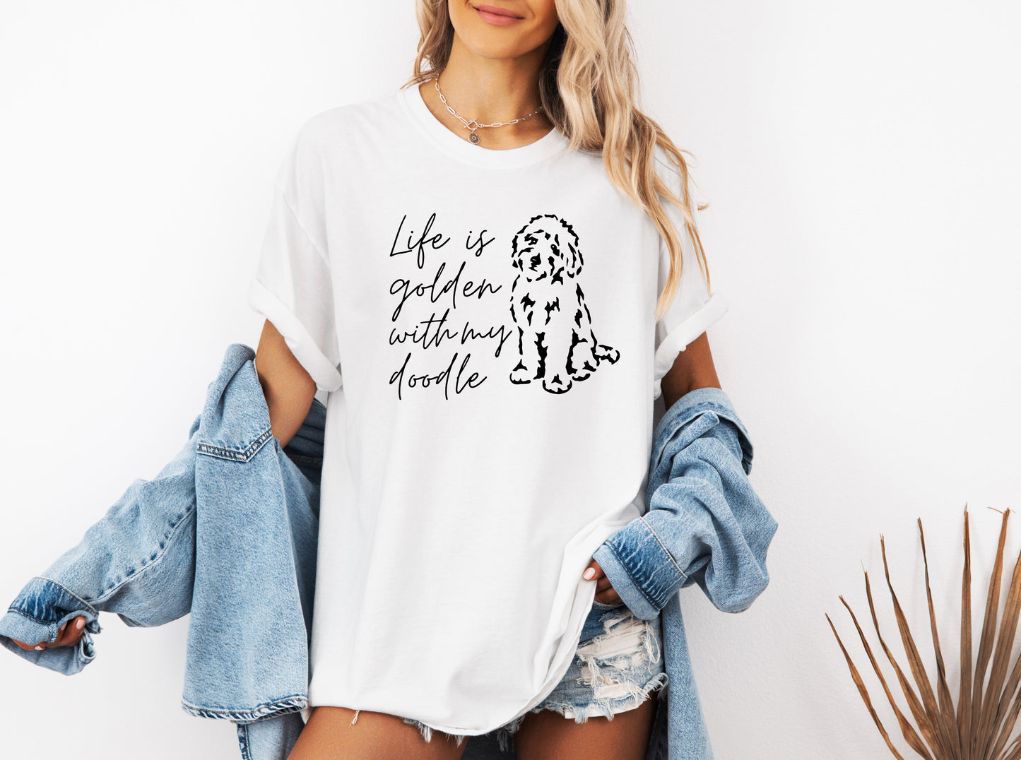 Life Is Golden With My Doodle Dog mom Garment Dyed T Shirt