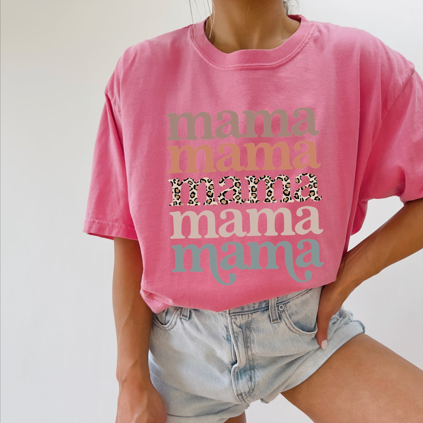 Mama Leopard Comfort Colors Graphic Tees