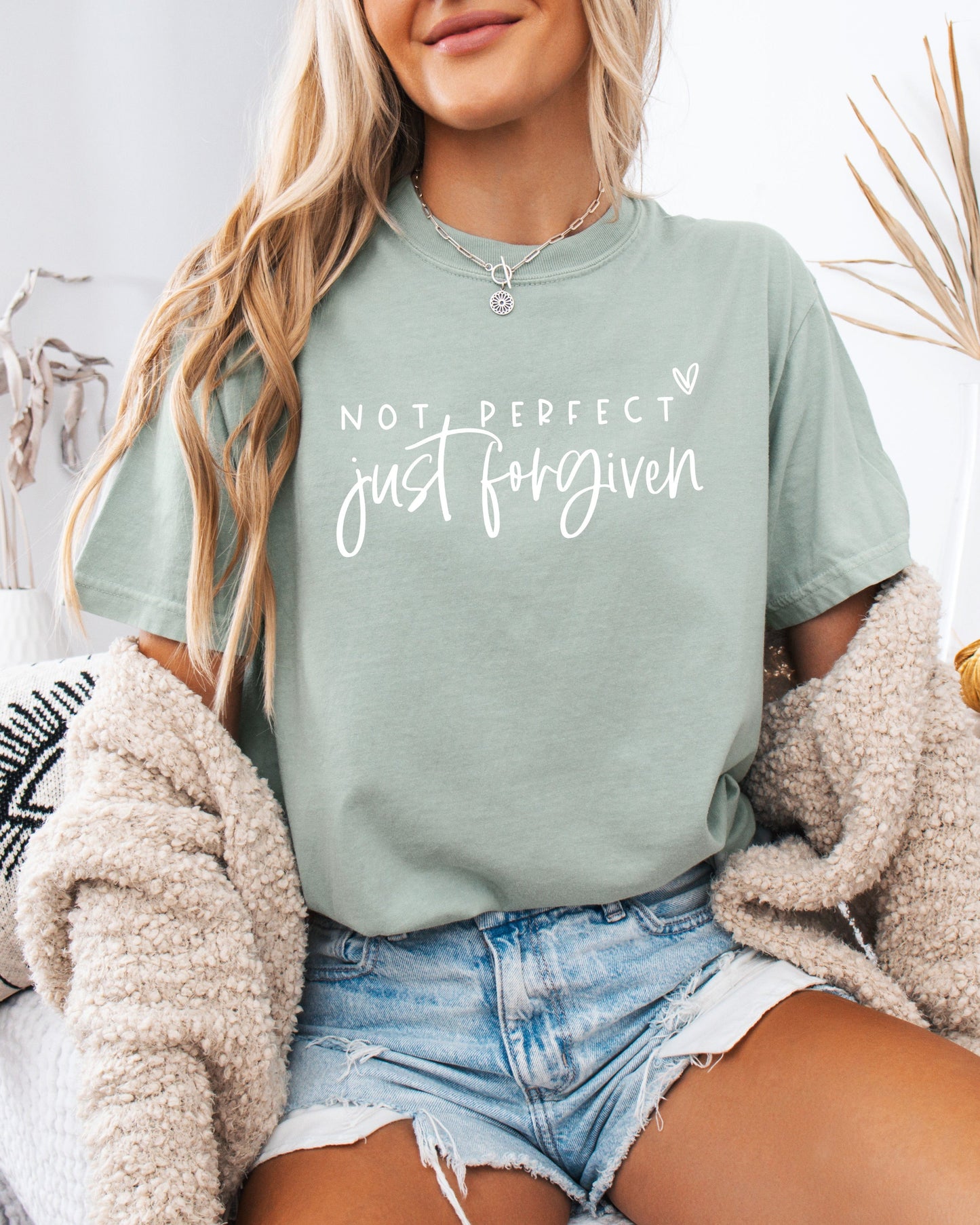 Not perfect Just Forgive Christian Comfort Colors Garment Dyed T Shirt