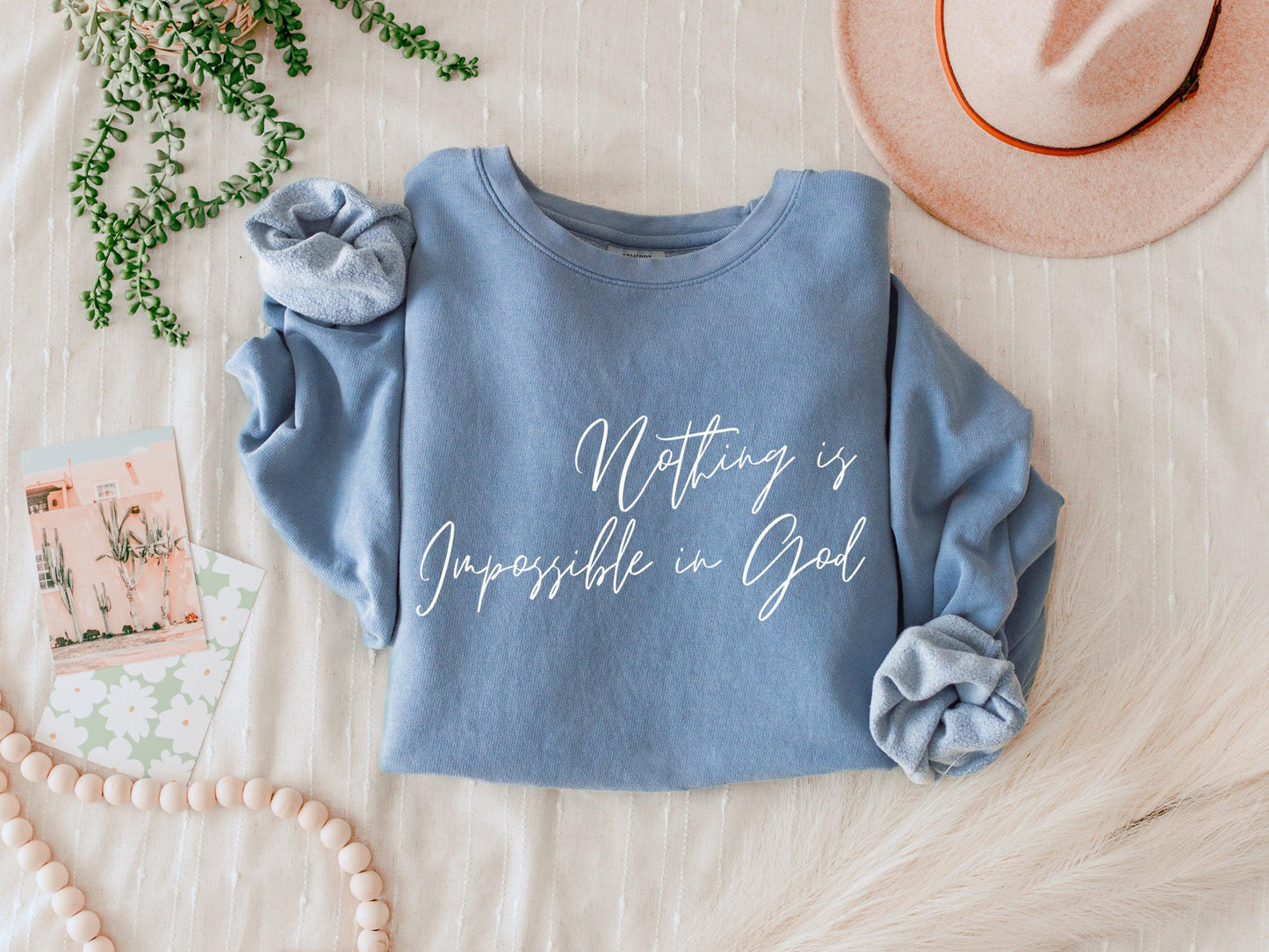 Nothing Is Impossible In God Christian Garment Dyed Comfort Colors Sweatshirt