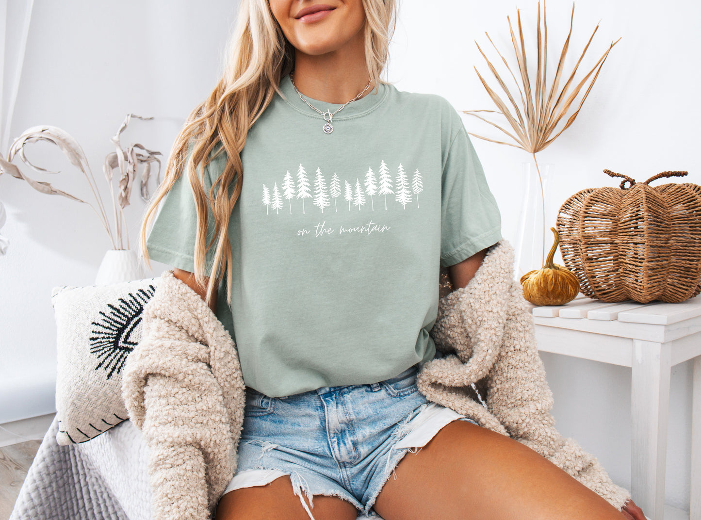 On the mountain Tree Botanical Plant Nature Camping Adventure Garment Dyed T Shirt