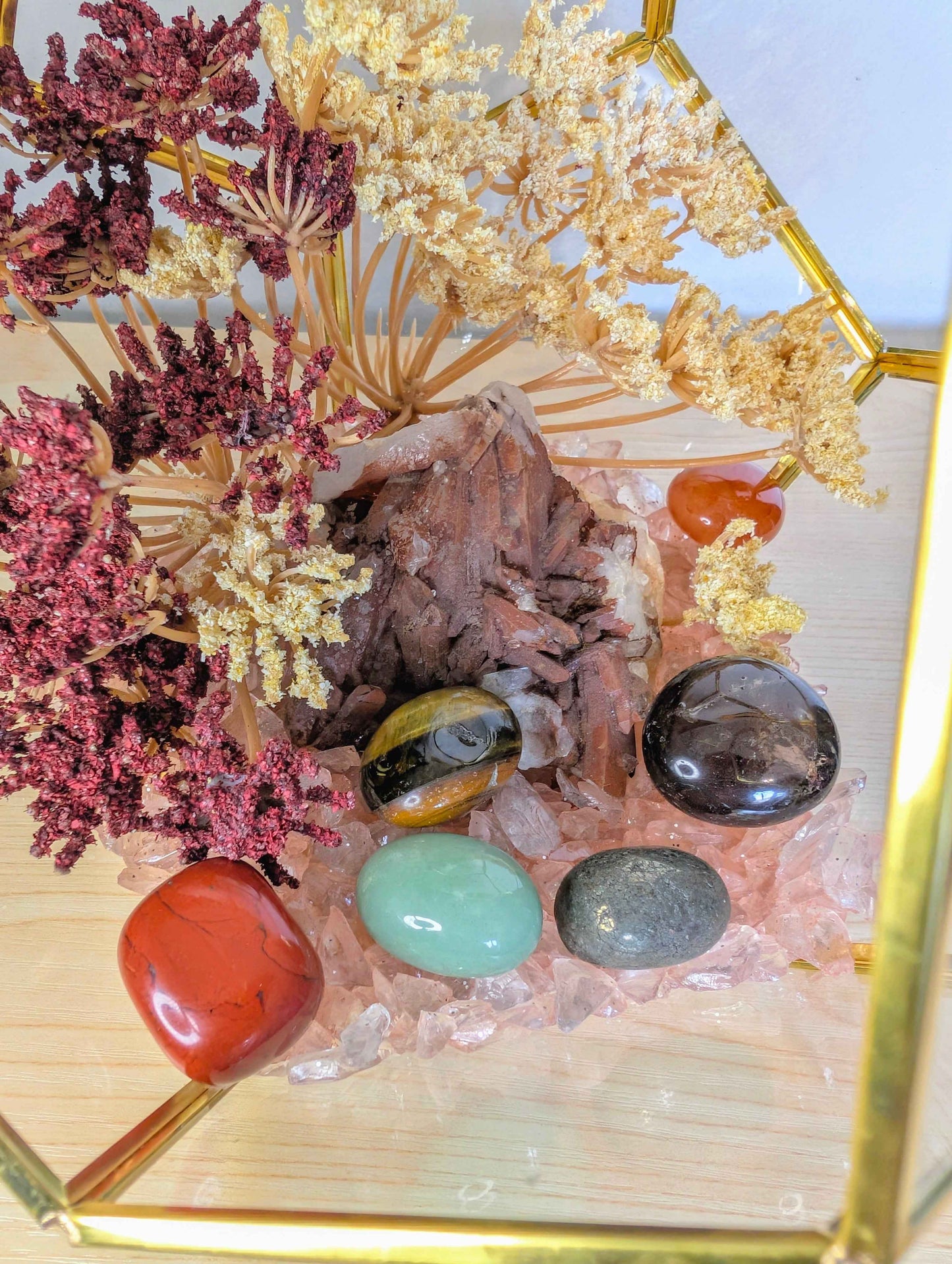 Crystal Geode Terrarium Hematoid Quartz - Grounded Garden