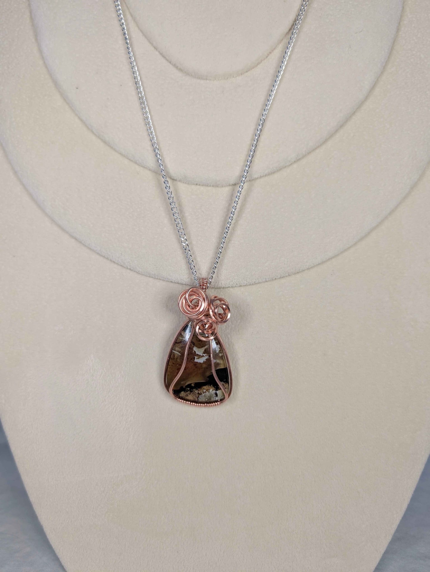 Raw Copper Amber Cabochon Pendant Necklace