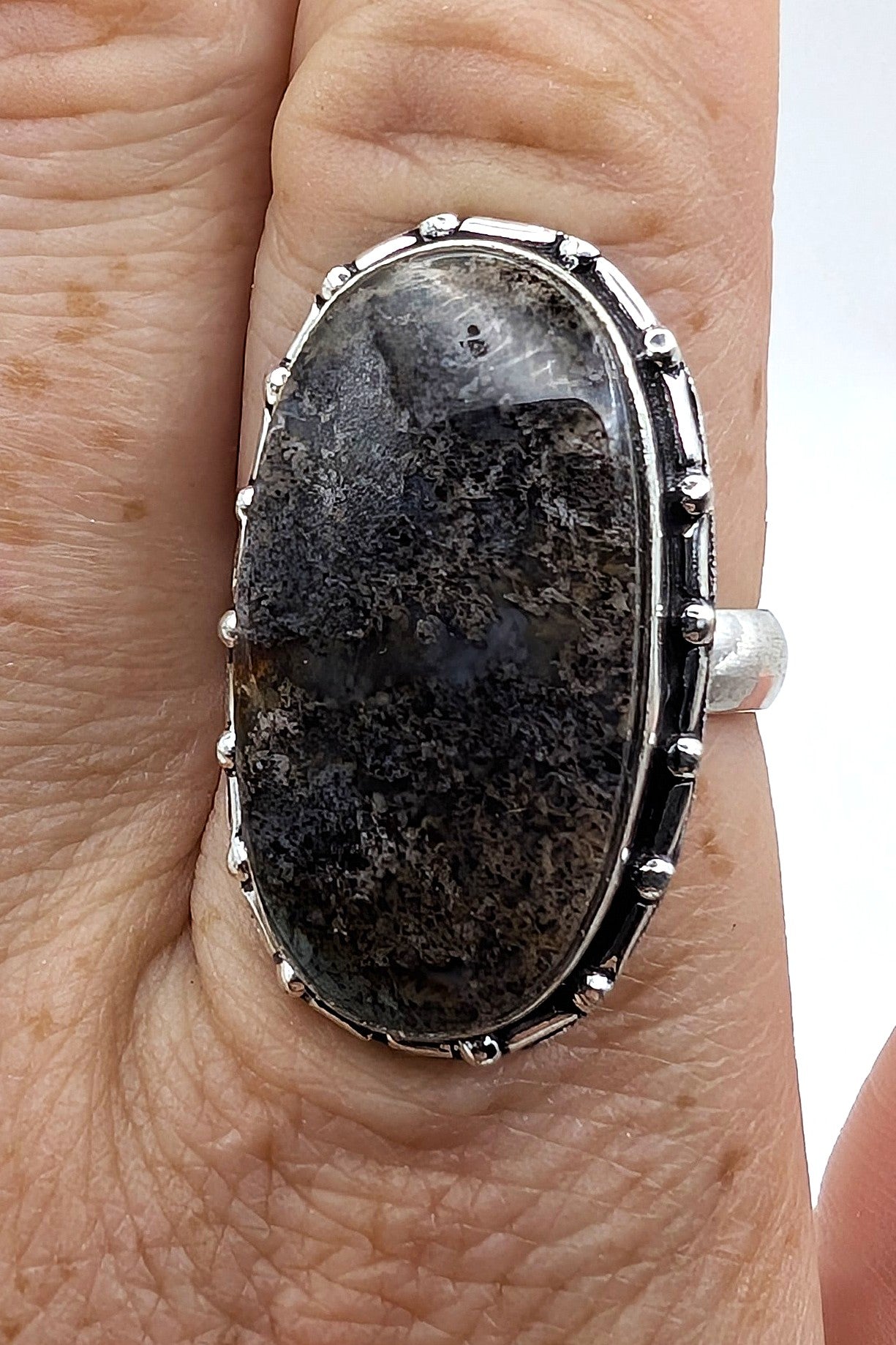 Ring Fossil Coral Silver Color Plated Statement