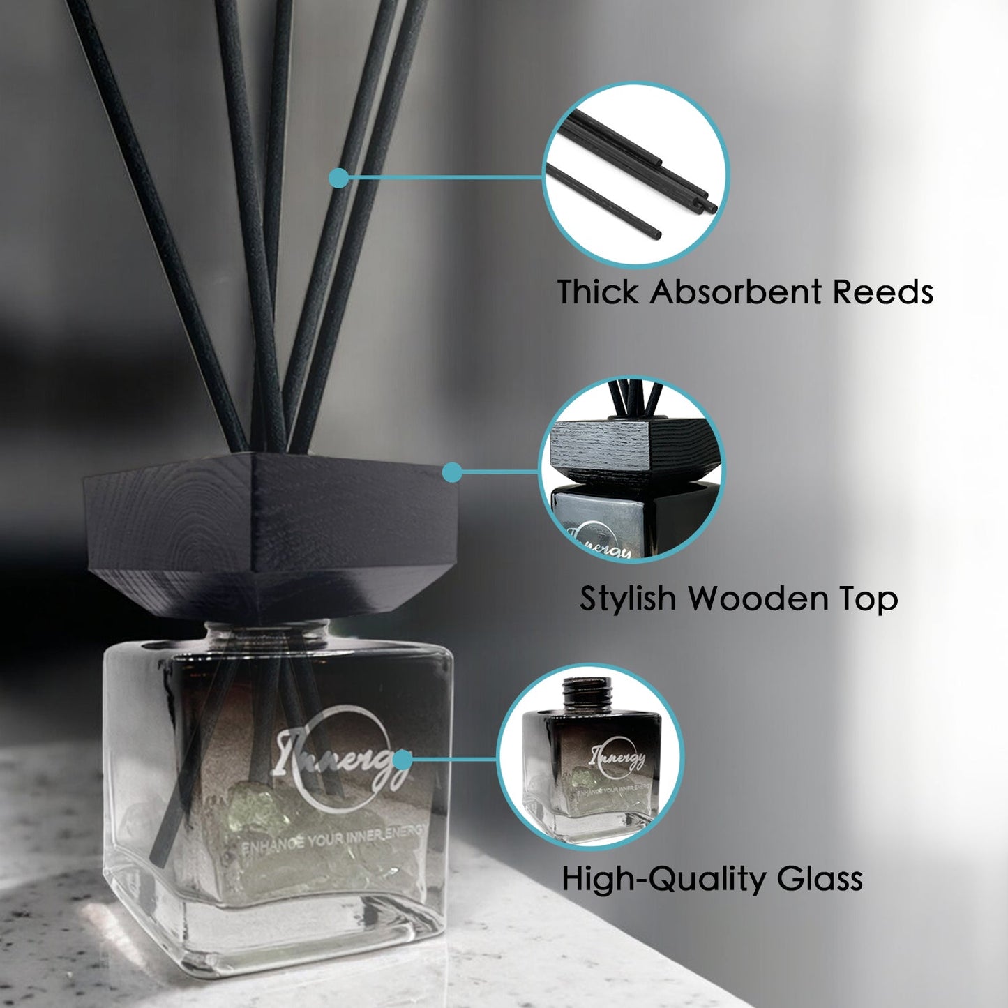 Moonlight Garden Crystal-Enhanced Reed Oil Diffuser, 3oz/100ml