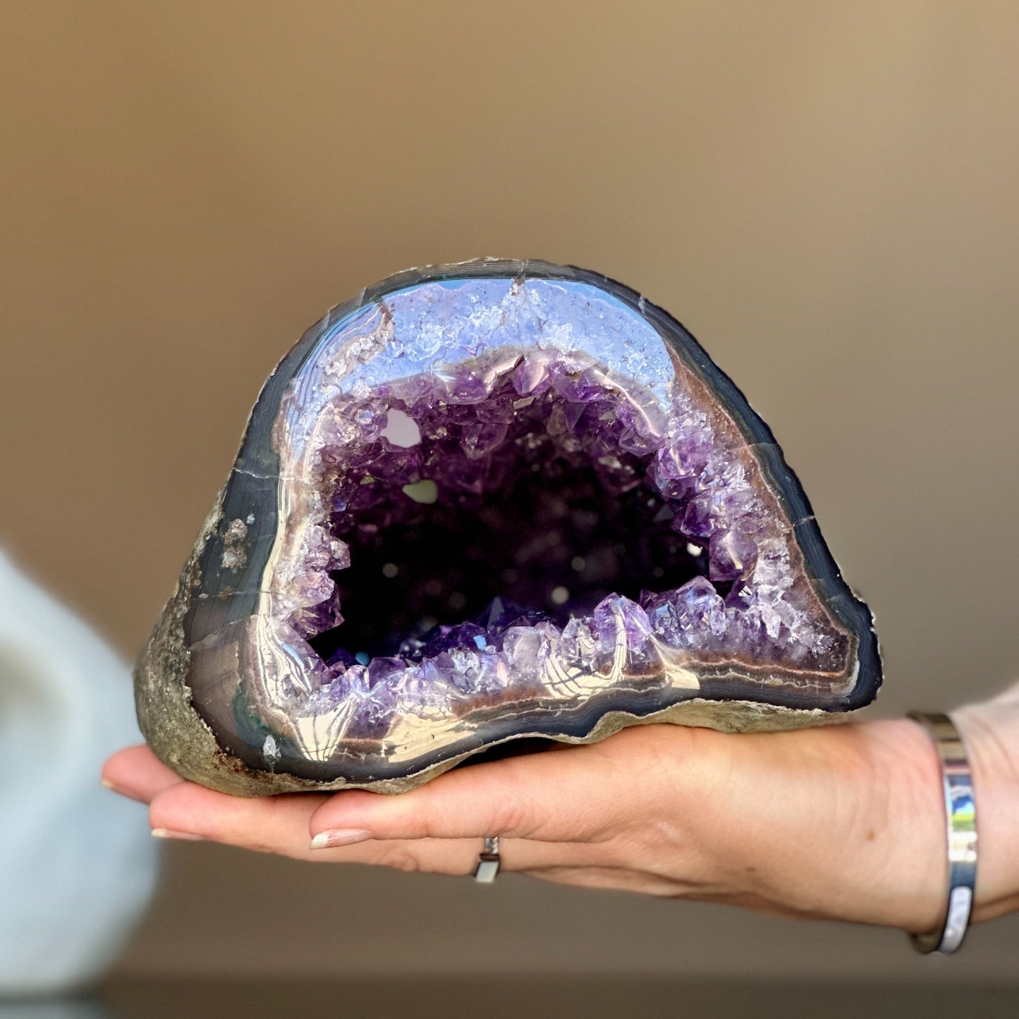 Rare Find Natural Amethyst Geode Centerpiece Bowl