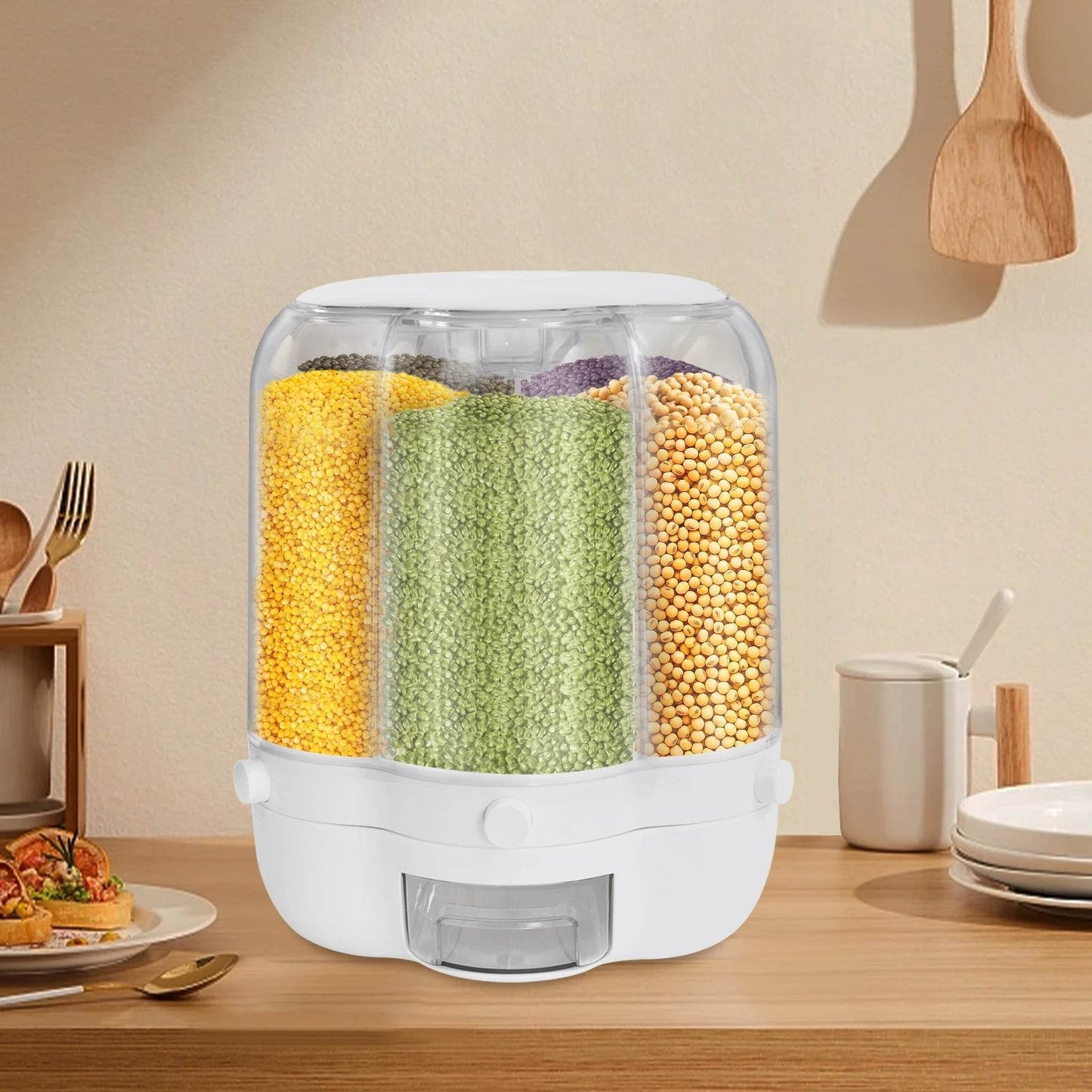 6-Grid Rotating Food Dispenser