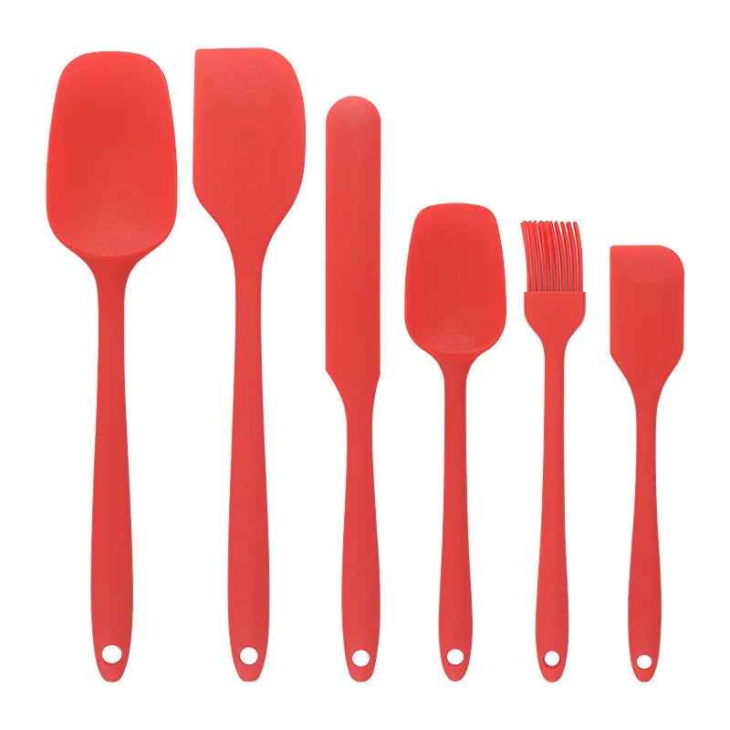 6-Piece Silicone Baking Spatula Set with Brush, Non-Stick Frosting Scrapers and Cream Spreaders, Cute Kitchen Gadgets