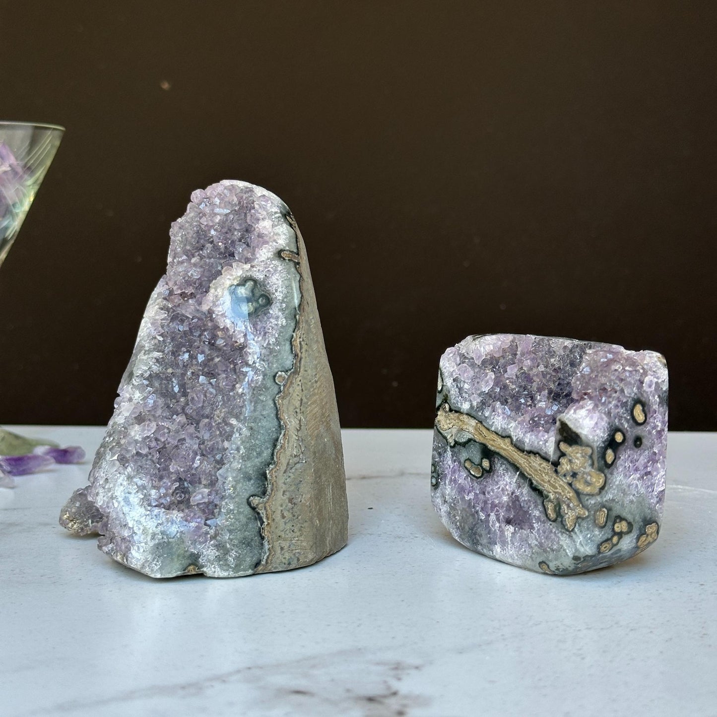 Stunning Amethyst Clusters with Agate Formation, 2 pieces 3 Lbs