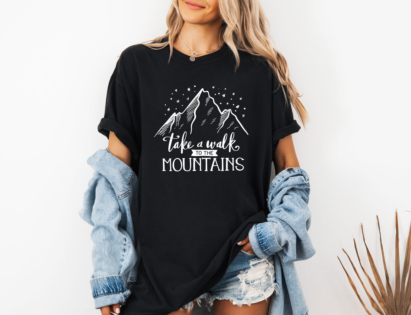 Take a walk to the mountains Camping Hiking Garment Dyed Shirt