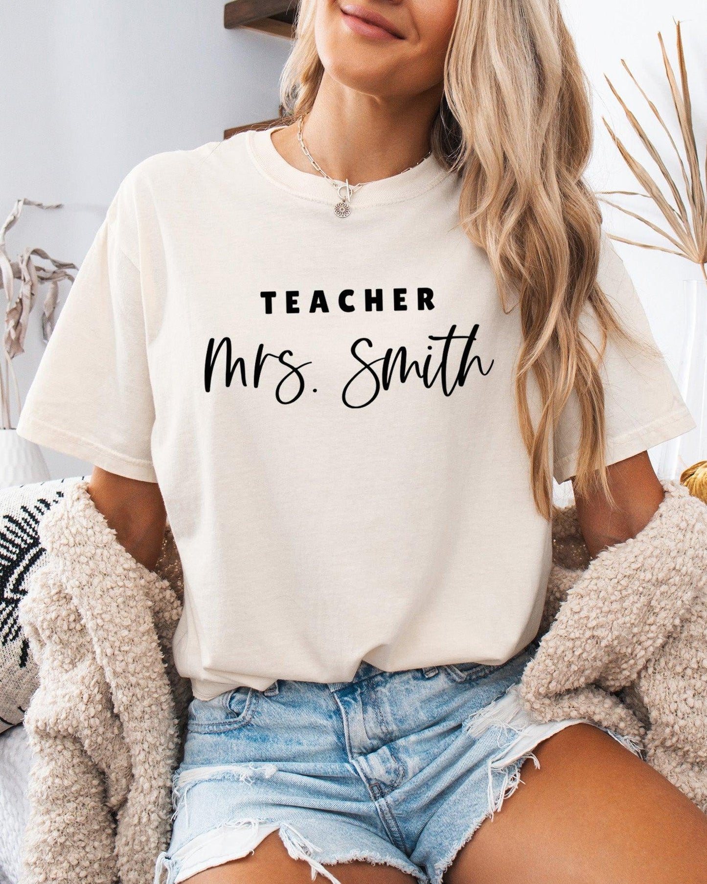 Custom Teacher Mrs. Name Comfort Colors Garment-Dyed T-Shirt – Personalized Educator Gift Tee