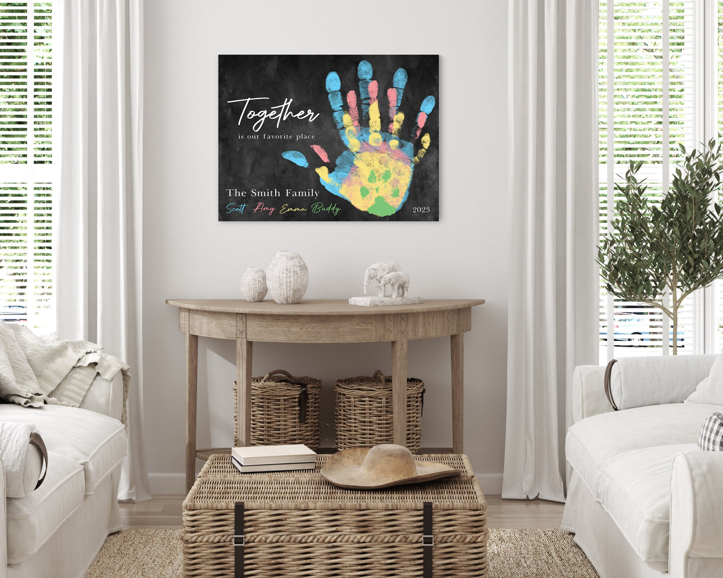 Family Handprint Canvas: Together Is Our Favorite Place Wall Art