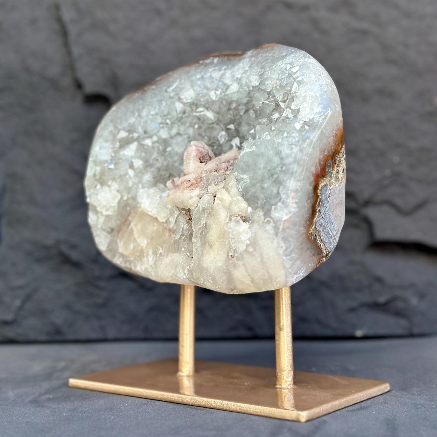 Uruguayan Quartz Geode With Stand For Collectors