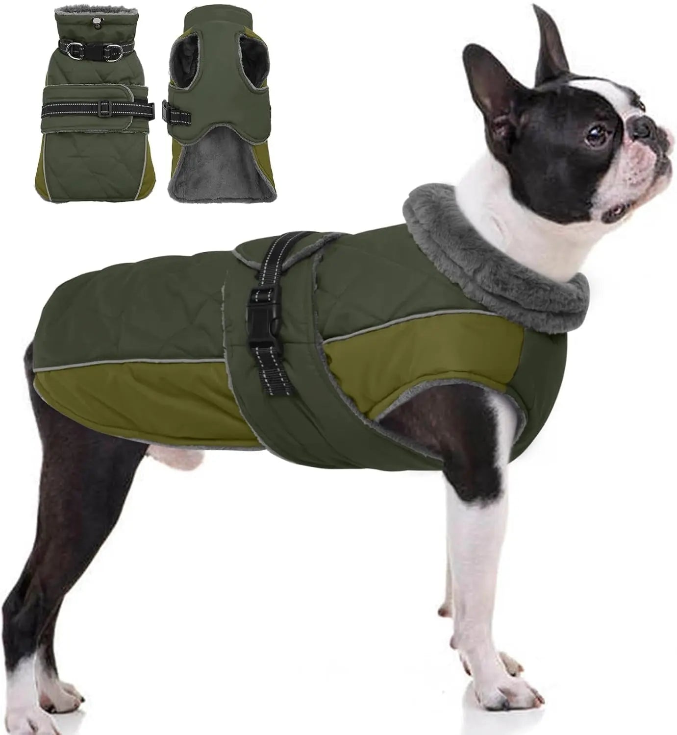 Warm Waterproof Dog Jacket Reflective Turtleneck Adjustable Coat XS–3XL