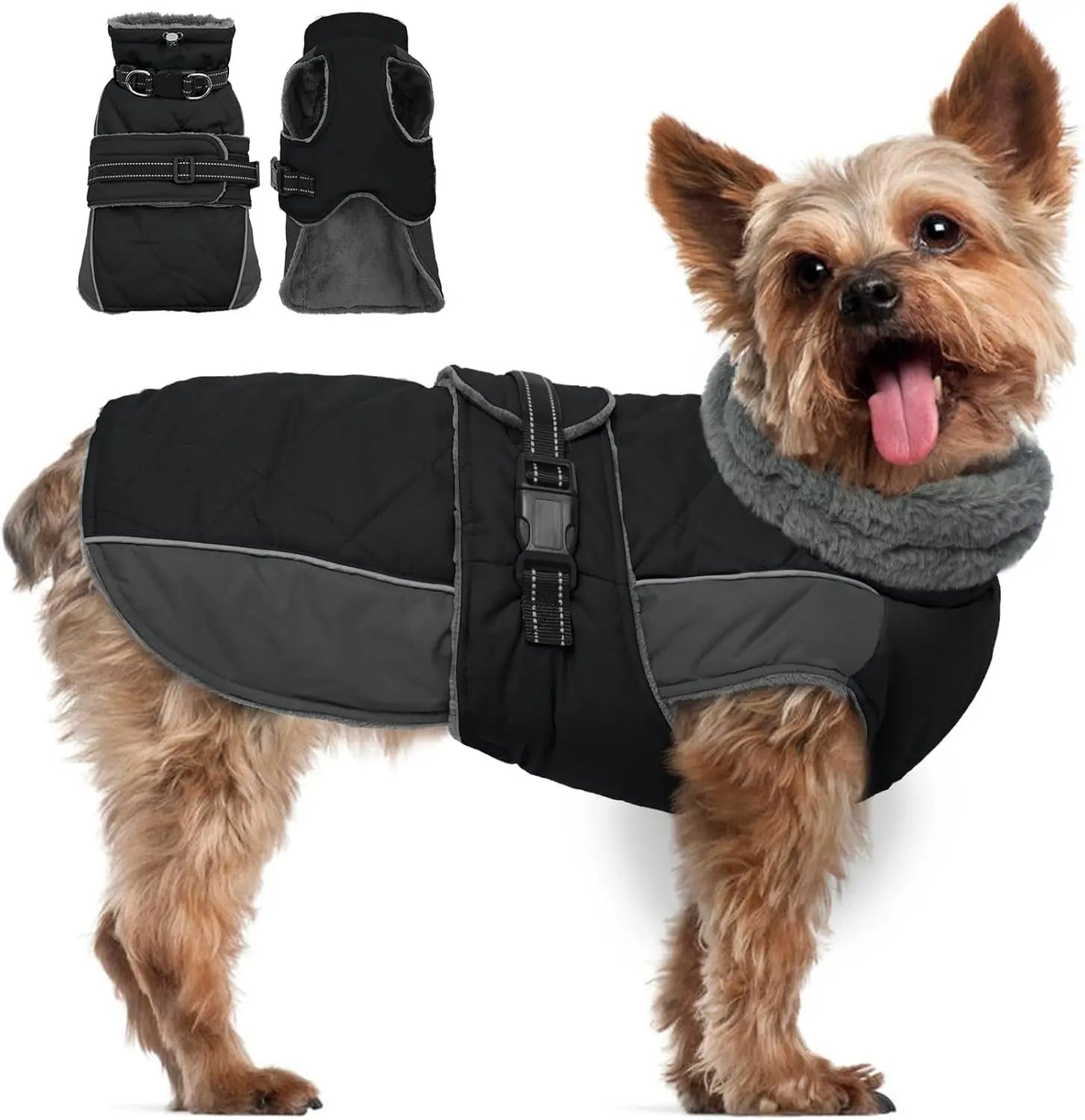 Warm Waterproof Dog Jacket Reflective Turtleneck Adjustable Coat XS–3XL