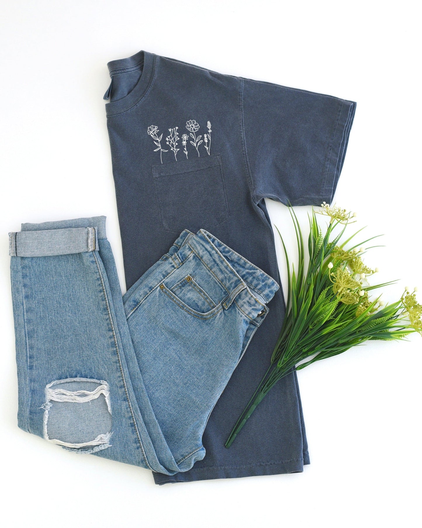 Wildflowers Comfort Colors Pocket T Shirt