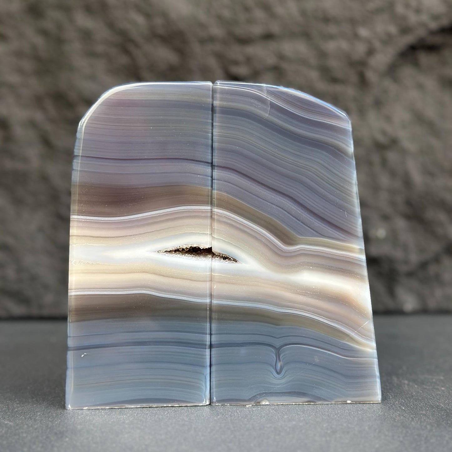 Agate Bookend set with gray and black tones