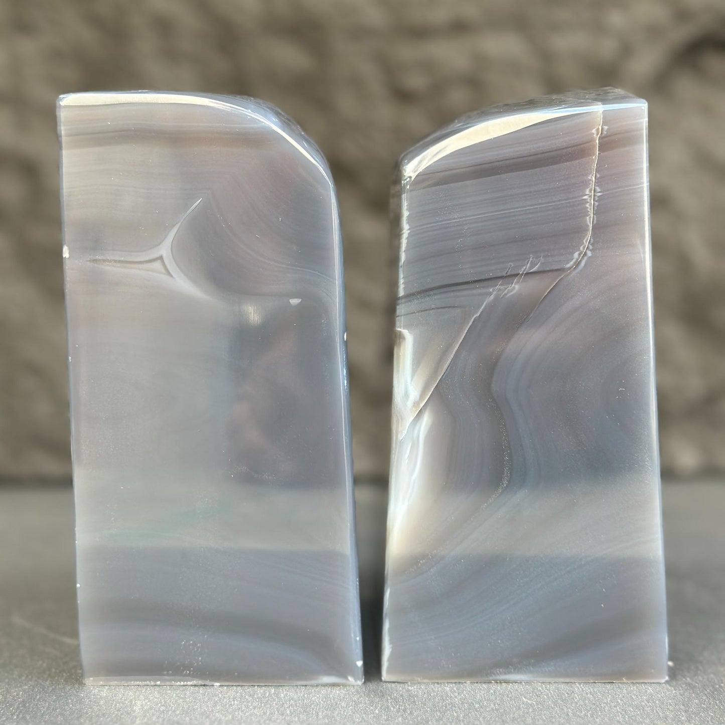 Agate Bookend set with gray and black tones