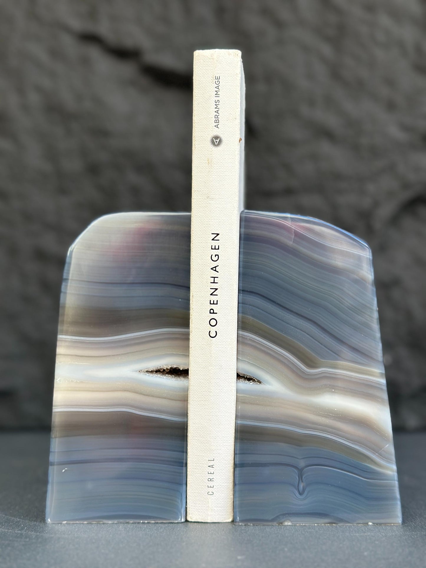 Agate Bookend set with gray and black tones
