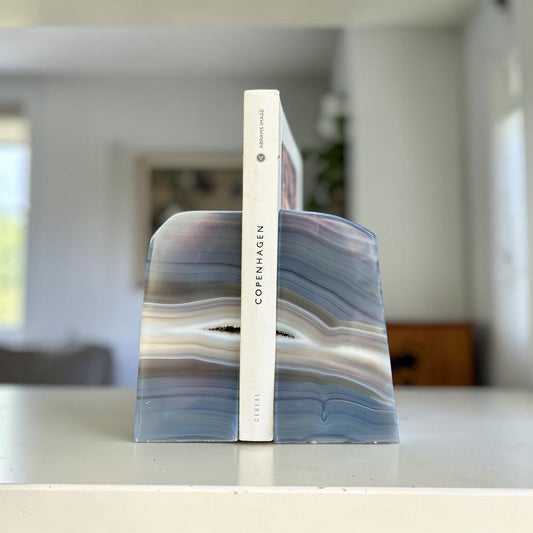 Agate Bookend set with gray and black tones