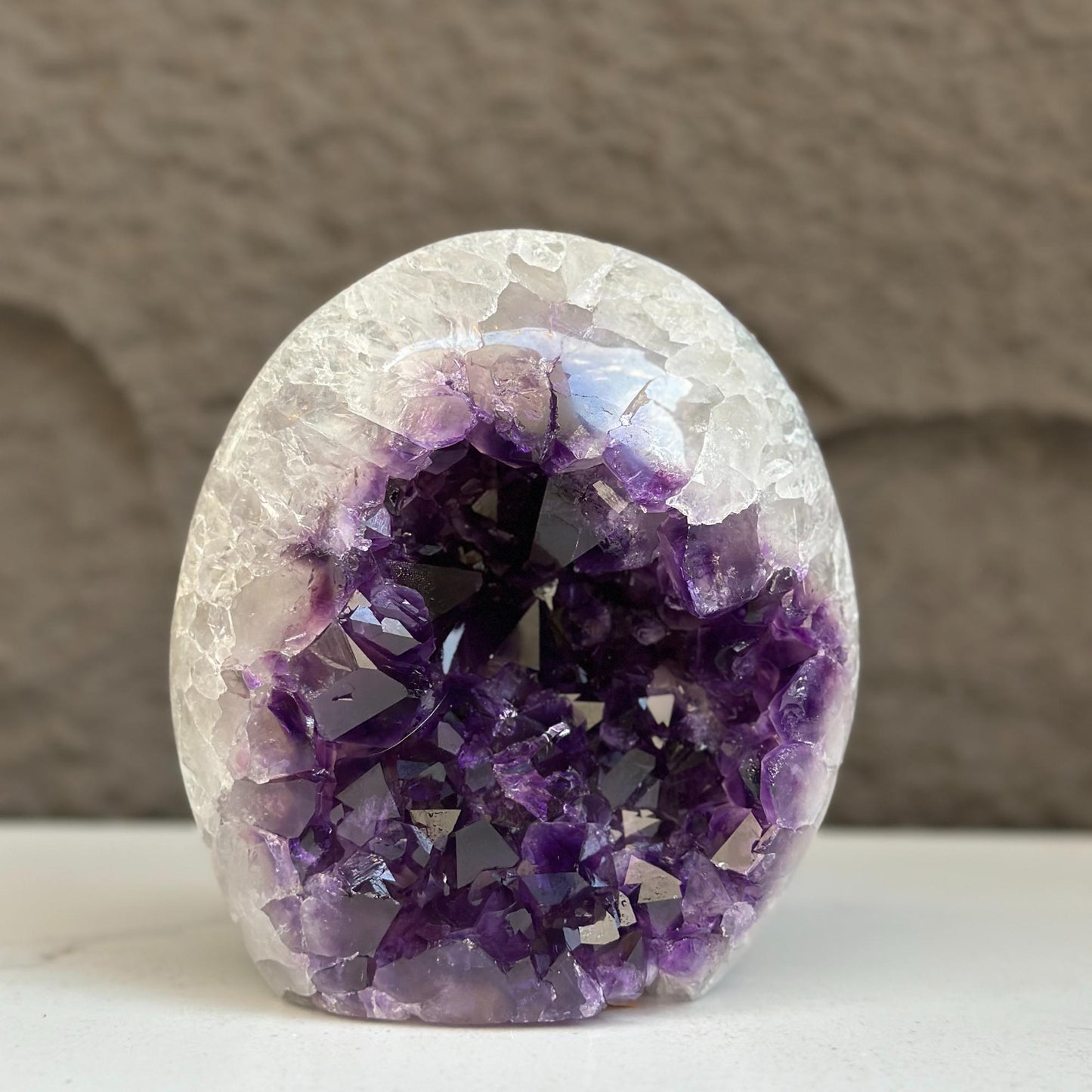 Deep Purple Amethyst Geode Cave, Perfect for Home Decor