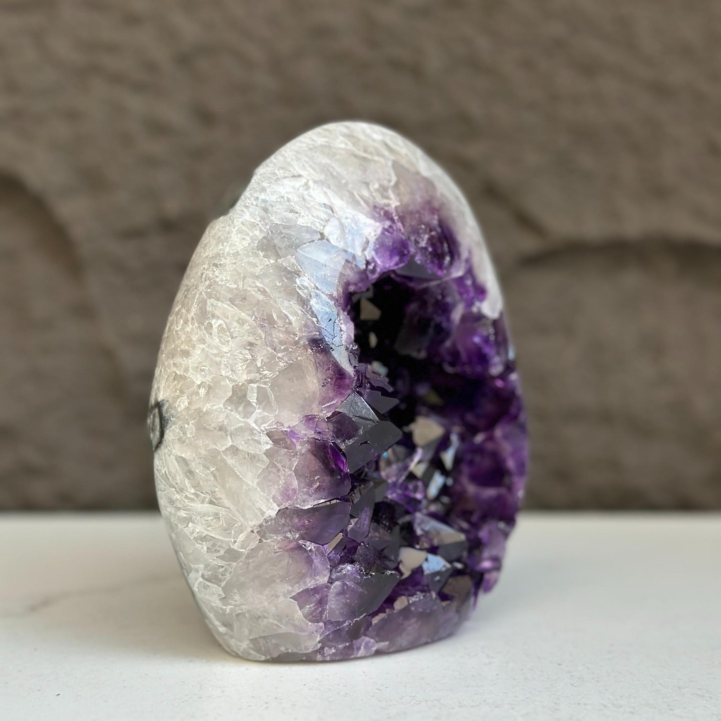 Deep Purple Amethyst Geode Cave, Perfect for Home Decor