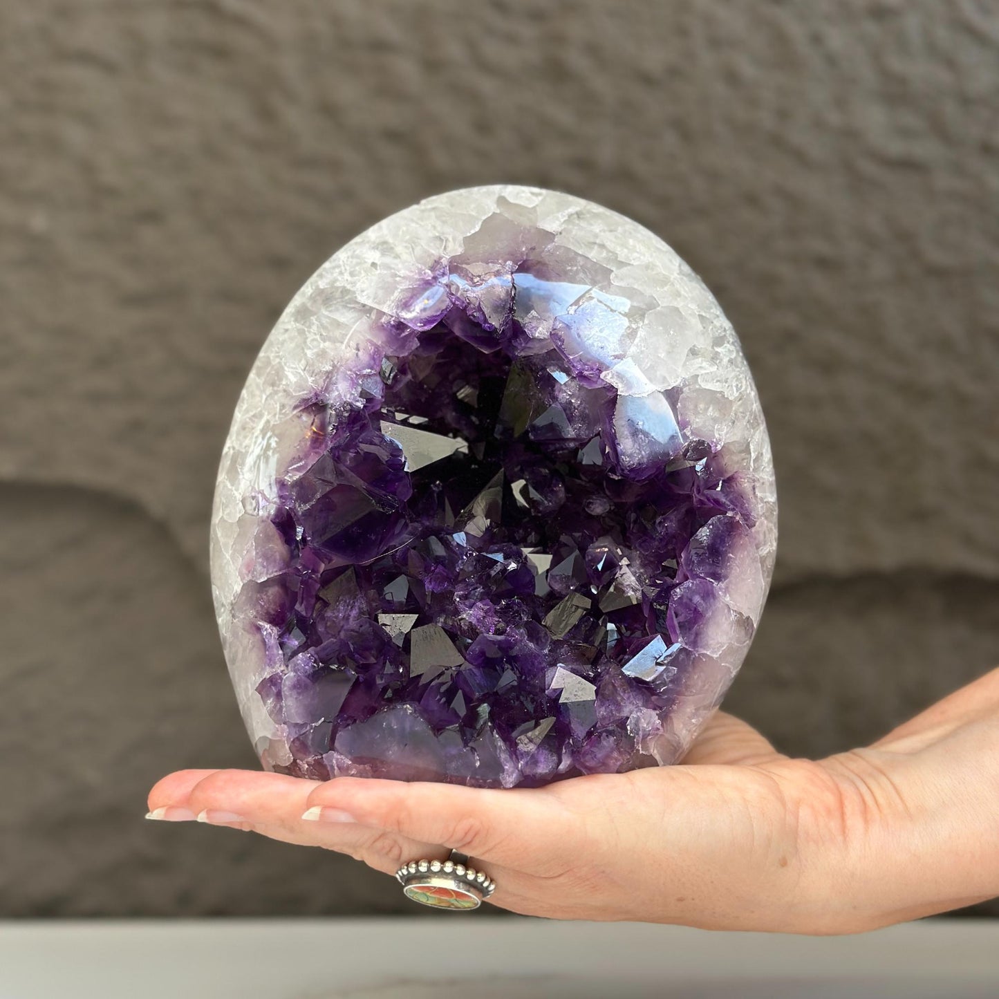Deep Purple Amethyst Geode Cave, Perfect for Home Decor