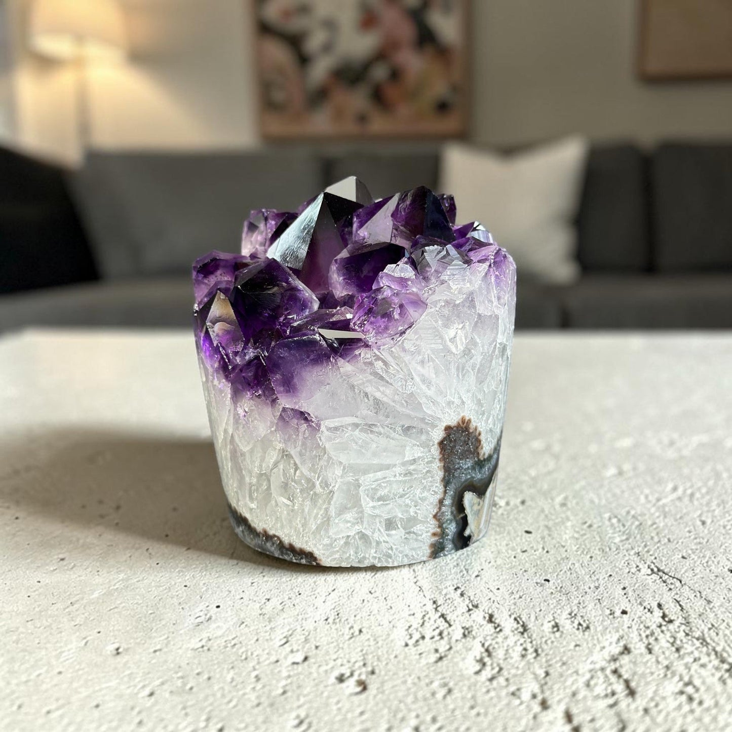 Extra Large Amethyst, Cylinder shaped Full polished stone, Stunning decor piece