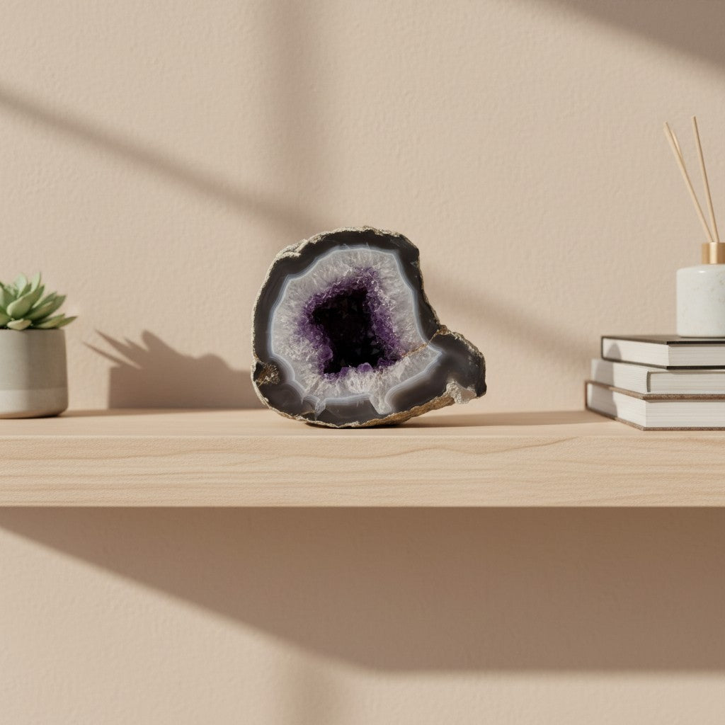 Amethyst Geode, Crystal from Uruguay, Extra Large amethyst, Anxiety Crystals with incredible agate edges