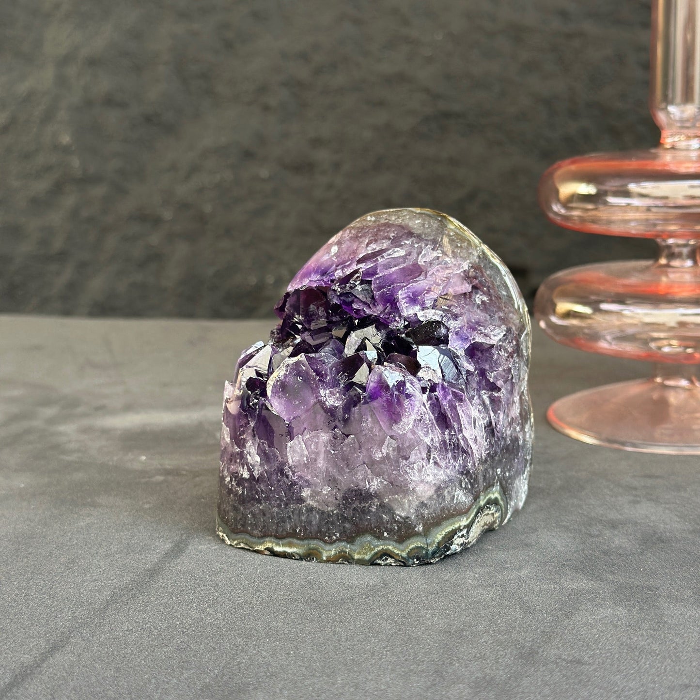 Large crystals Amethyst geode with Agate formations
