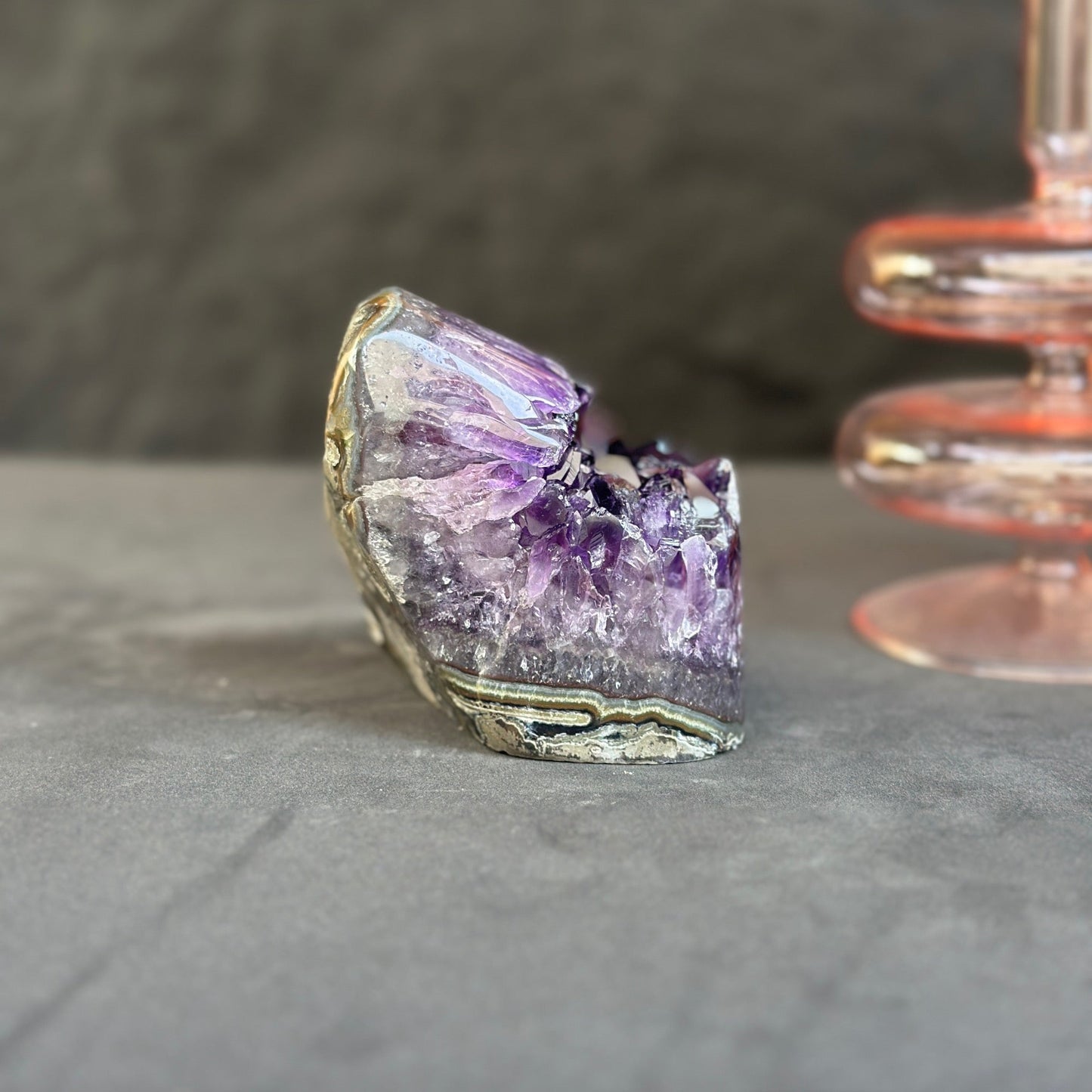 Large crystals Amethyst geode with Agate formations