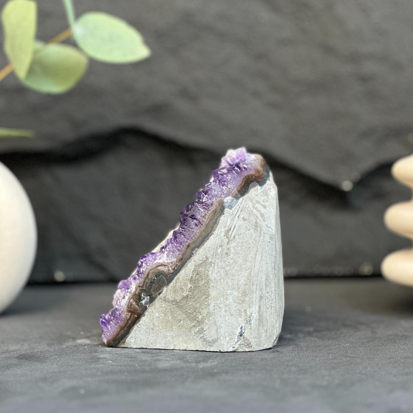 Amethyst Crystal Cluster Cave Geode with calcite formation