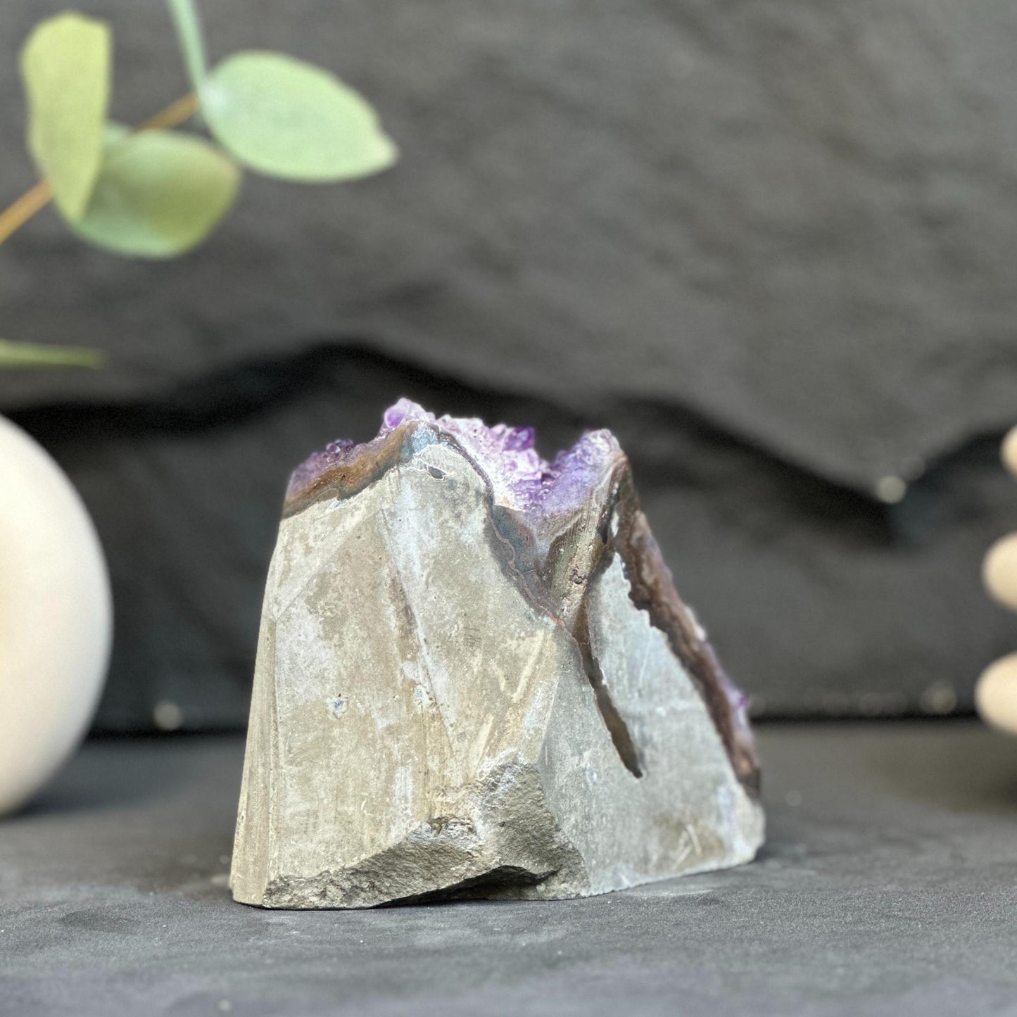Amethyst Crystal Cluster Cave Geode with calcite formation