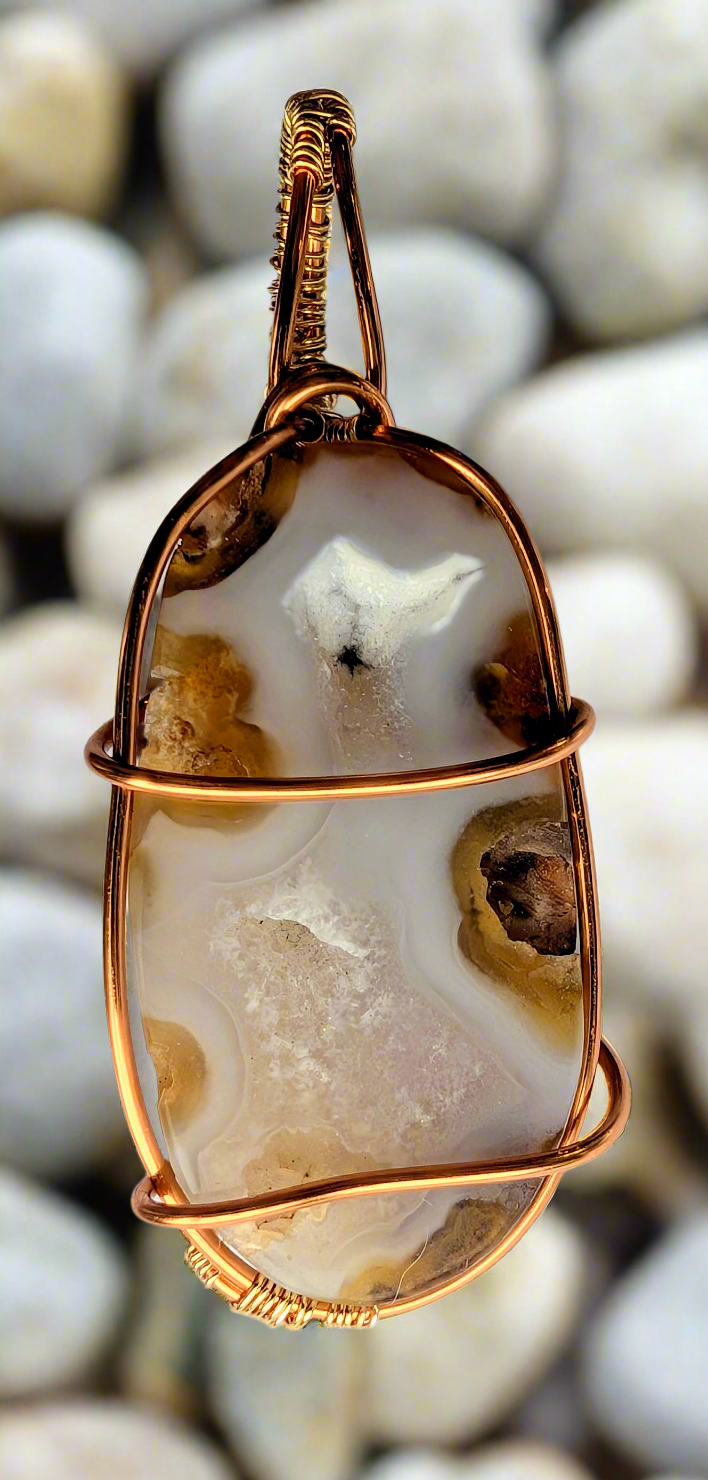 Plated Montana Moss Agate Druzy Cabochon Necklace