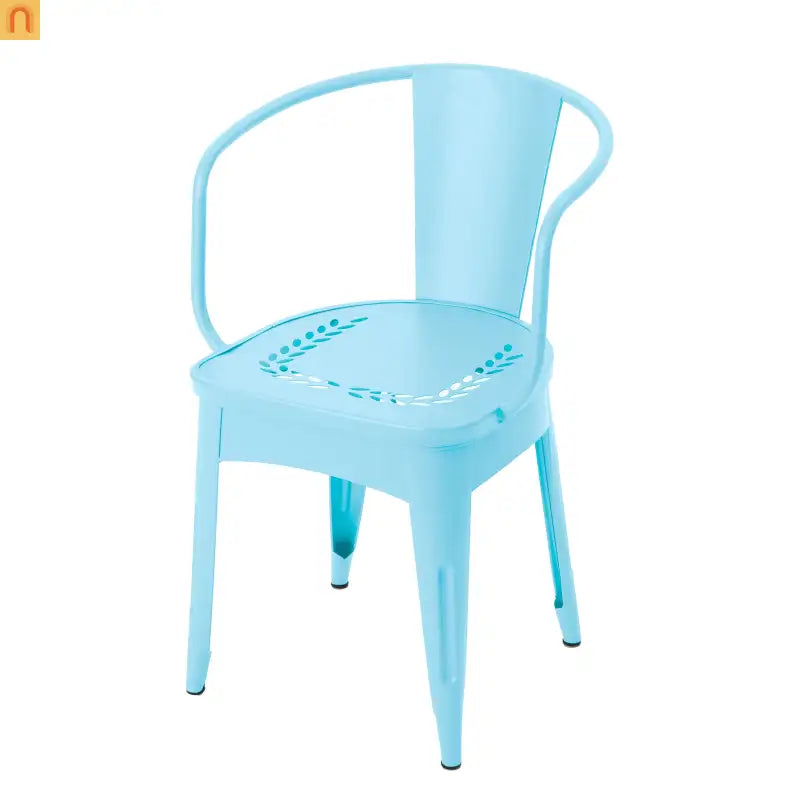 Outdoor Bistro Set Cast Iron Matte Light Blue Floral 3 Piece