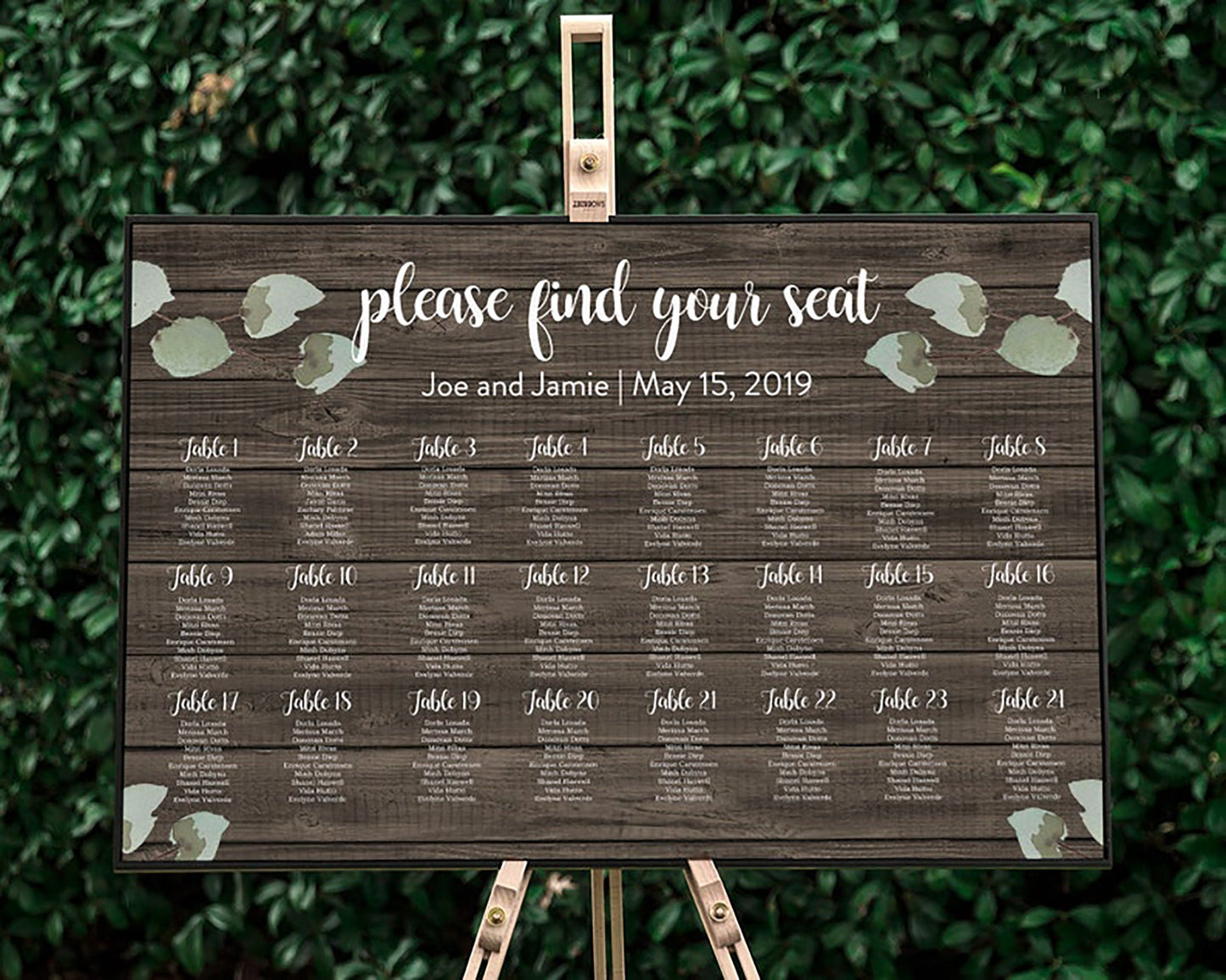 Brown Floral Wedding Seating Chart