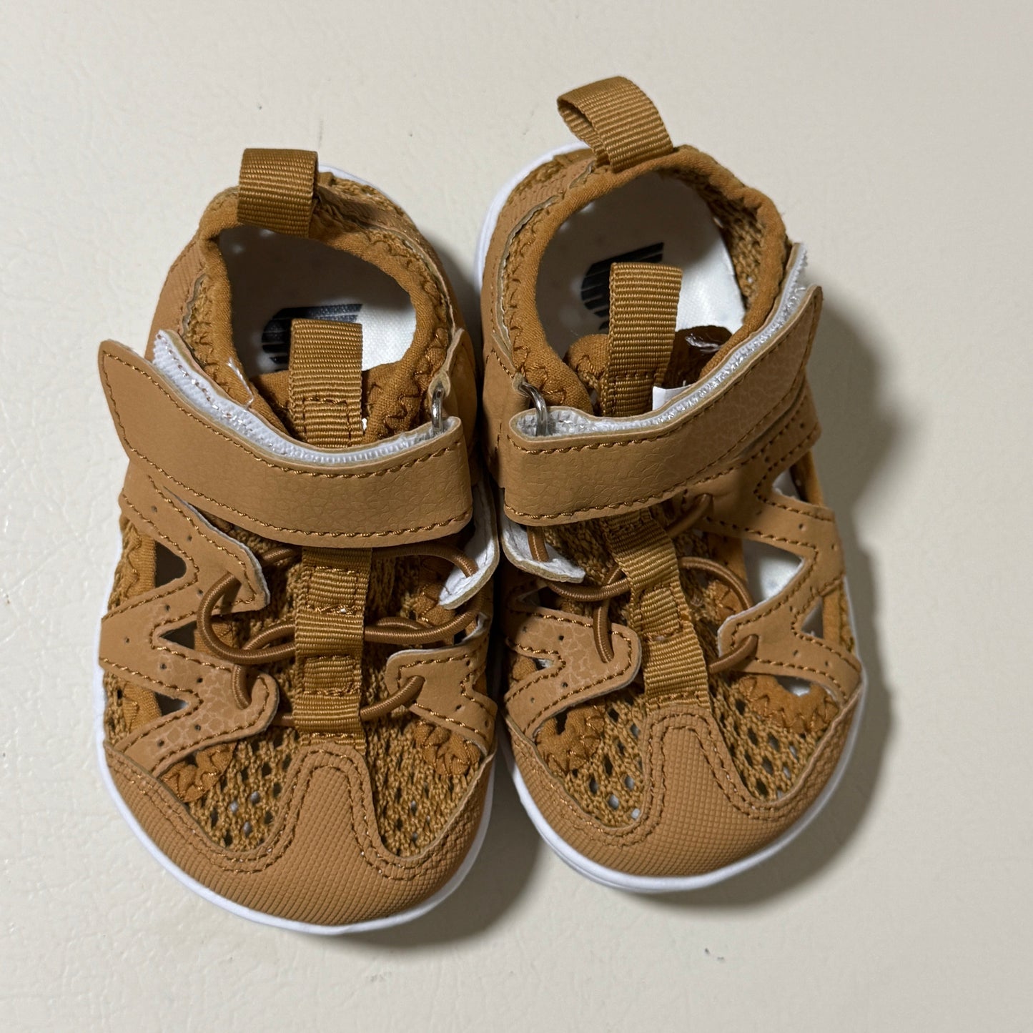 Baby/Toddler Water Sandals – Tan/Brown Mesh – Velcro Closure
