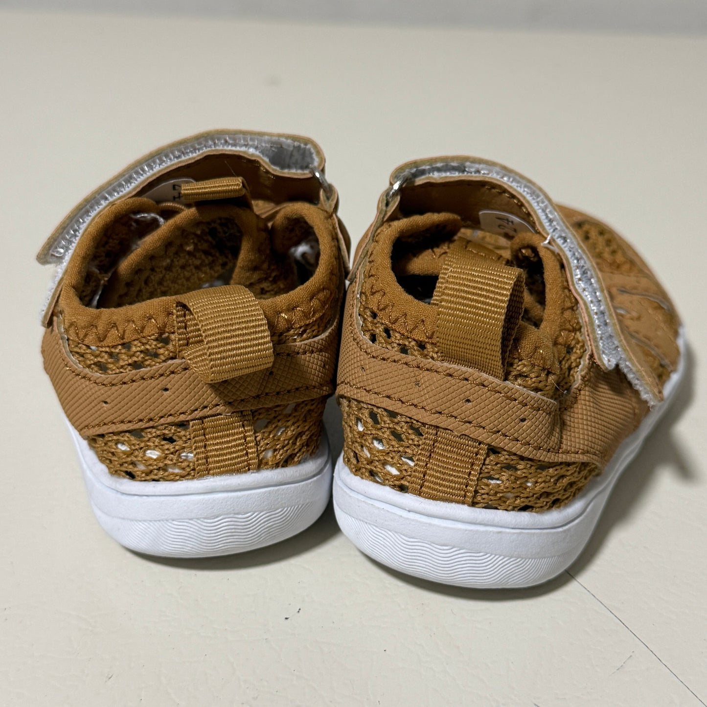 Baby/Toddler Water Sandals – Tan/Brown Mesh – Velcro Closure