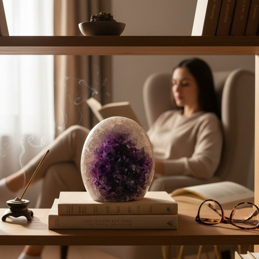 Deep Purple Amethyst Geode Cave, Perfect for Home Decor