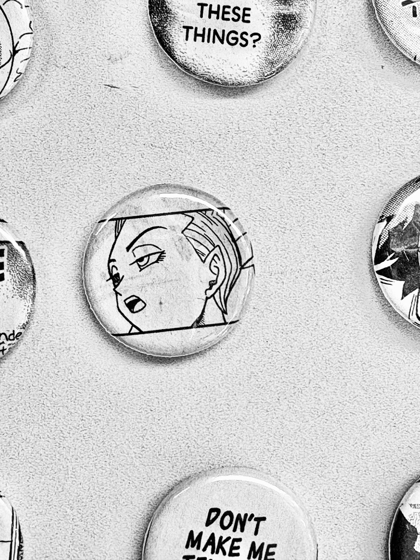 Handmade Button Badges From Recycled Manga