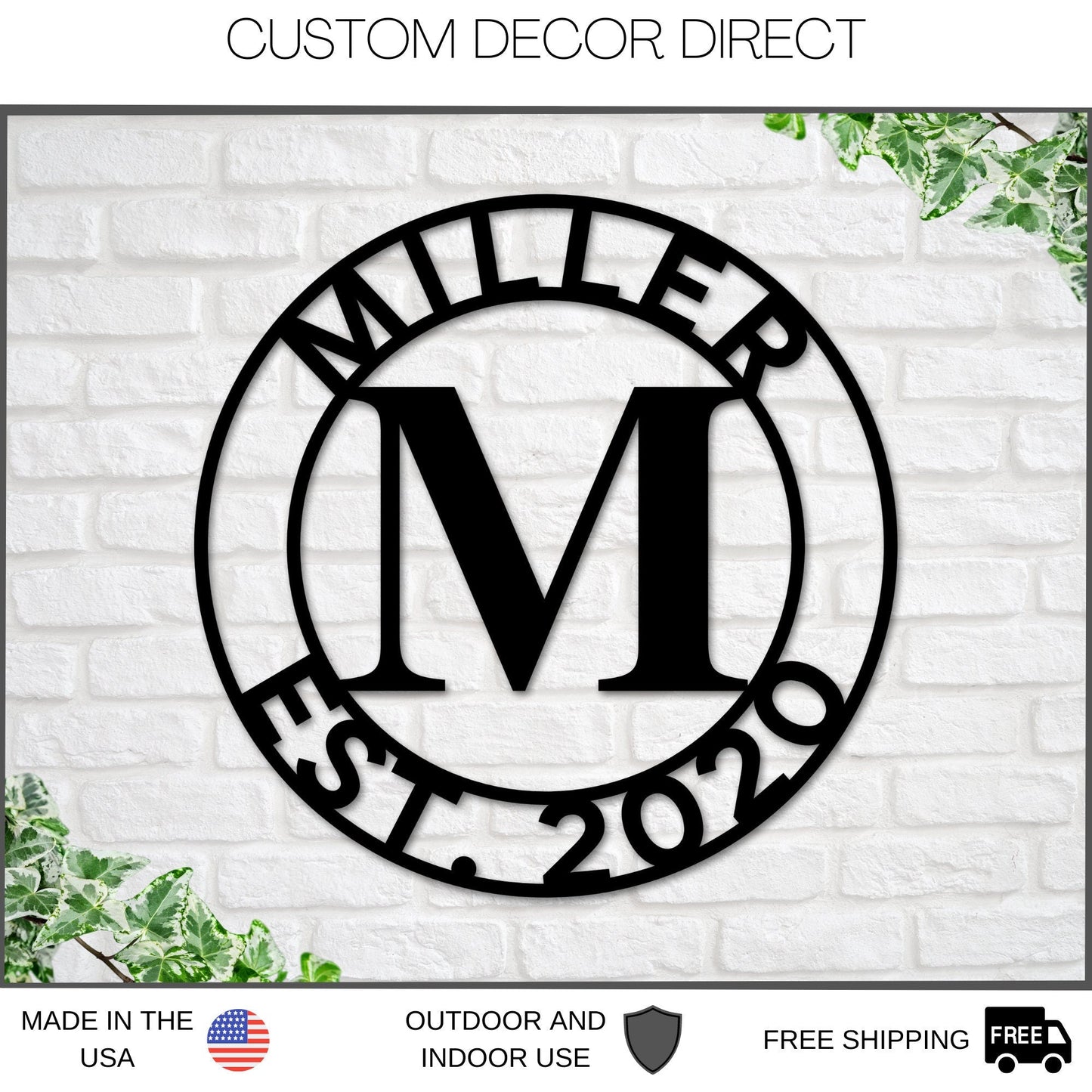 Last Name Metal Sign EST, Family Name Sign, Personalized Metal Wall Decor, Housewarming Gift, Welcome Sign Front Porch, Metal Monogram Sign