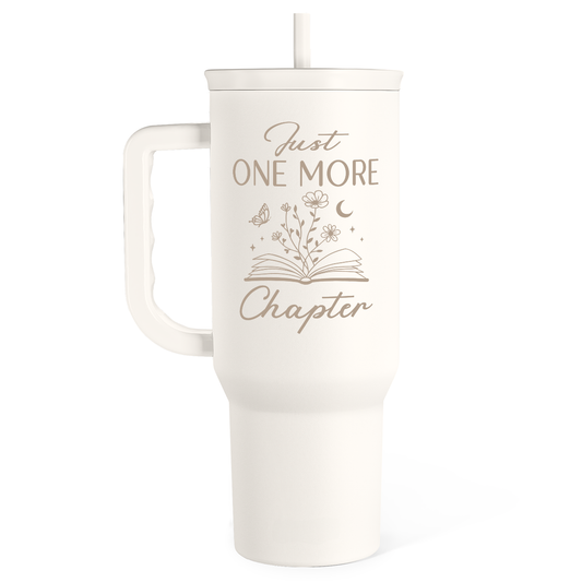 White Book Lover Slidemate | Slider Tumbler with Handle 40oz