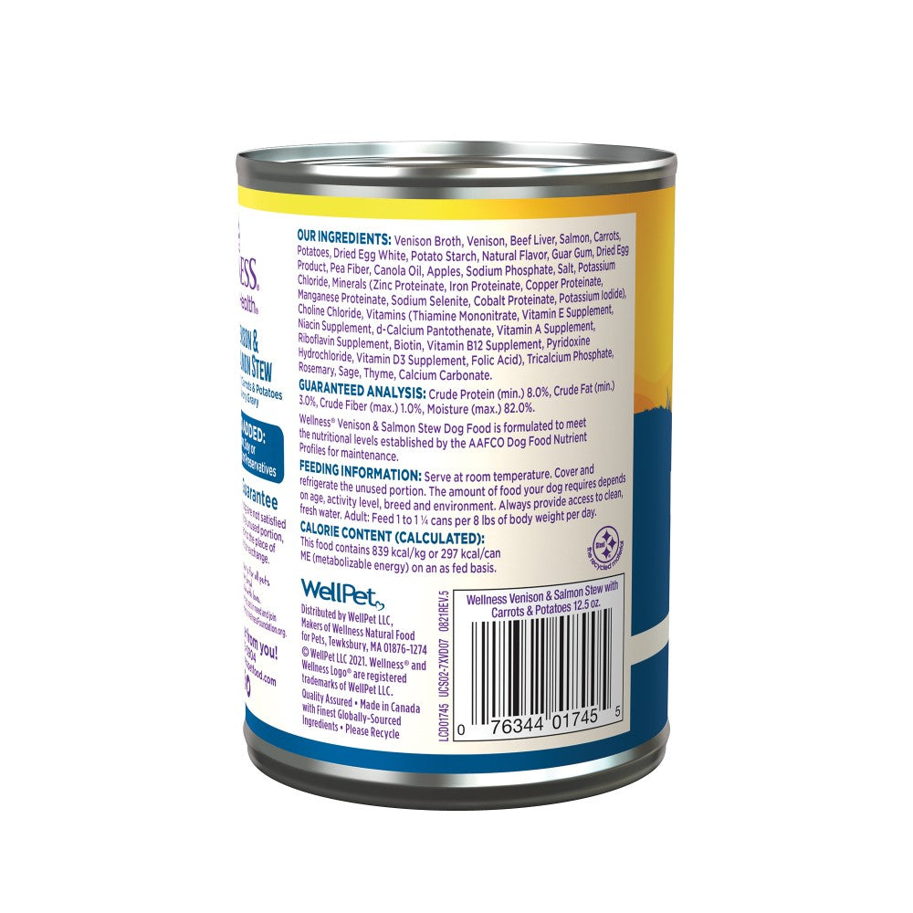 Wellness Adult Venison and Salmon Stew Wet Dog Food (12.5oz)