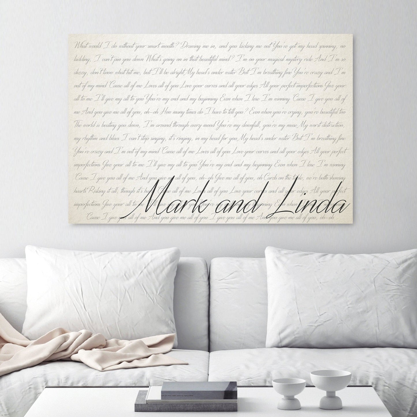 Ivory Custom Lyrics Canvas - 14th Anniversary Gift